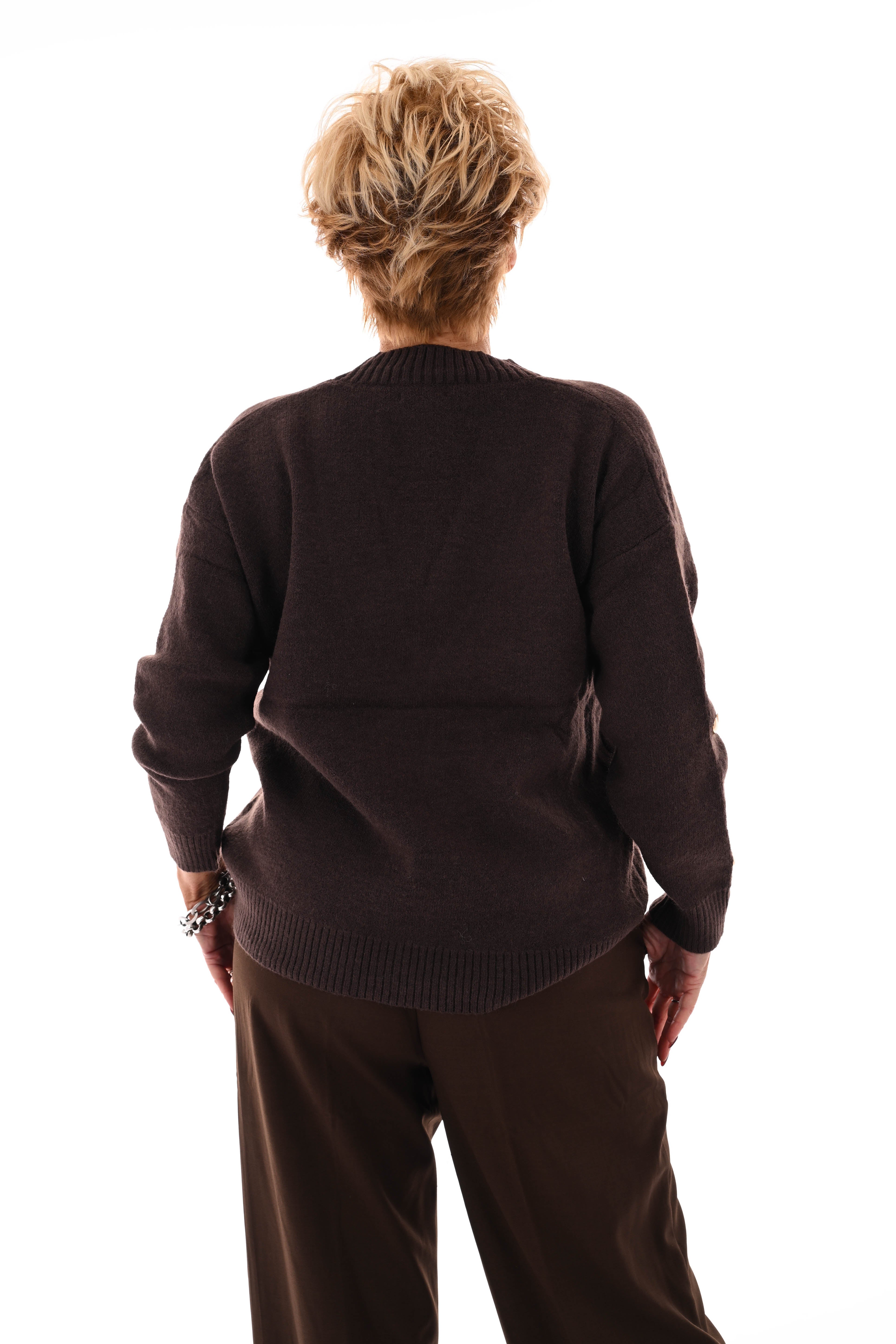 Kort vest hartjes v-hals bruin