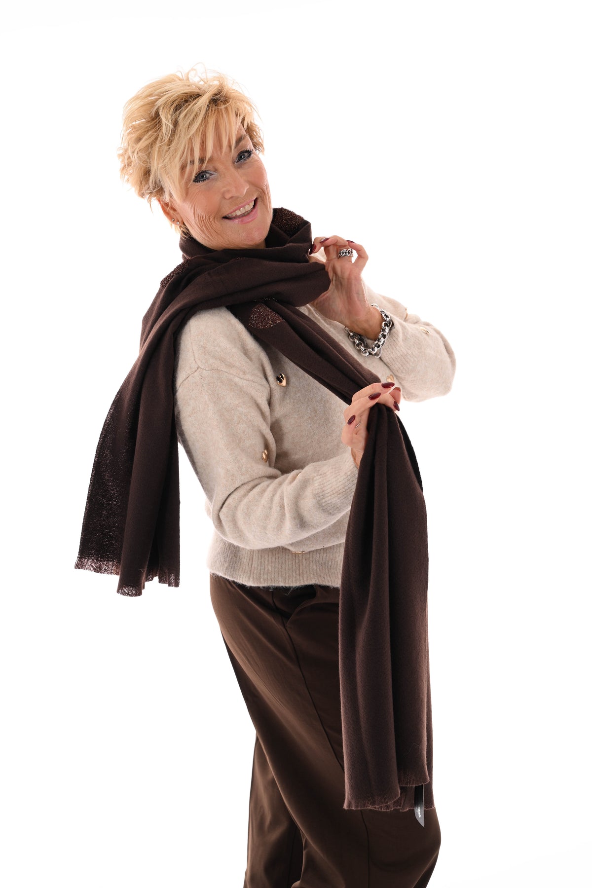 Kort vest hartjes ronde hals beige