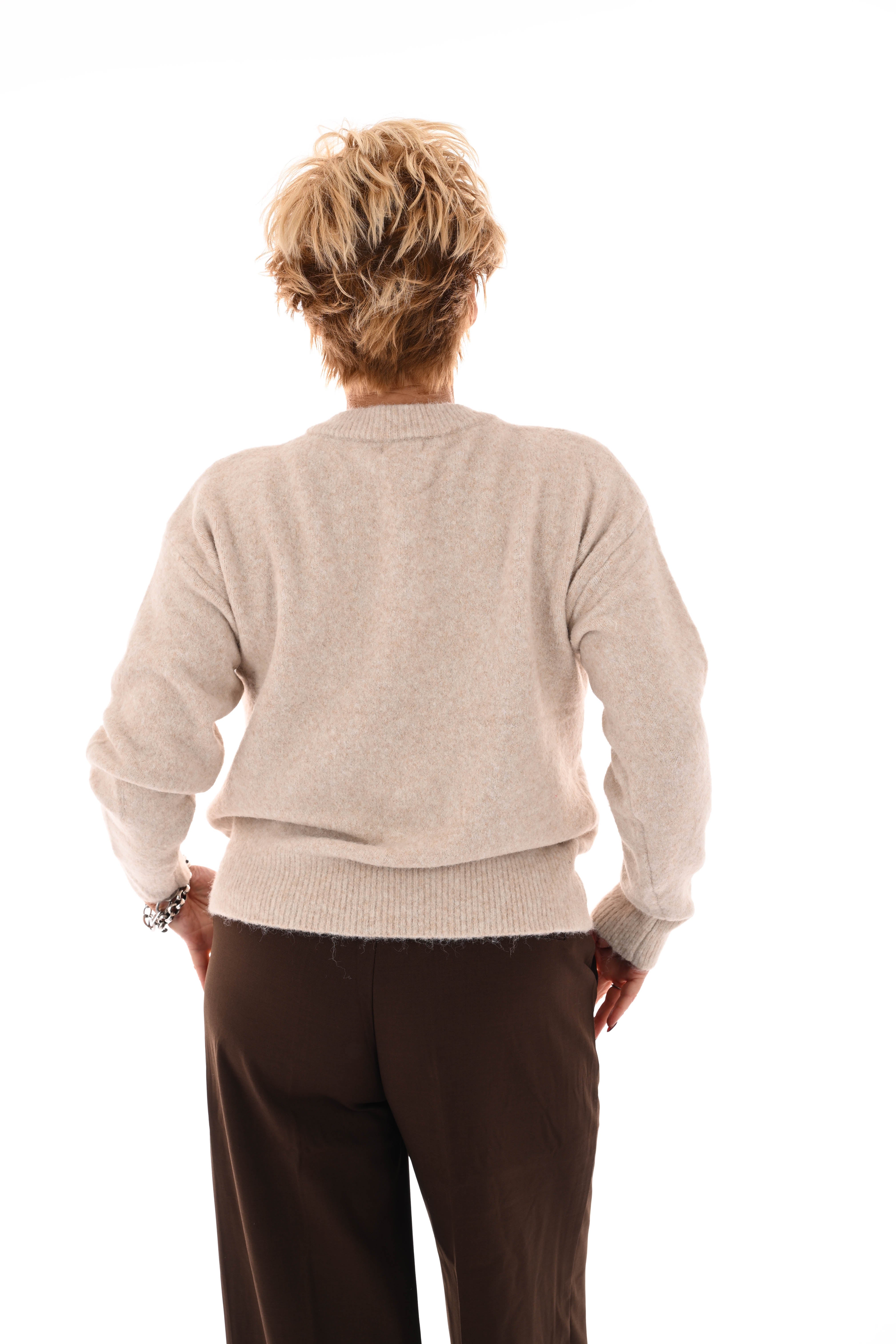 Kort vest hartjes ronde hals beige