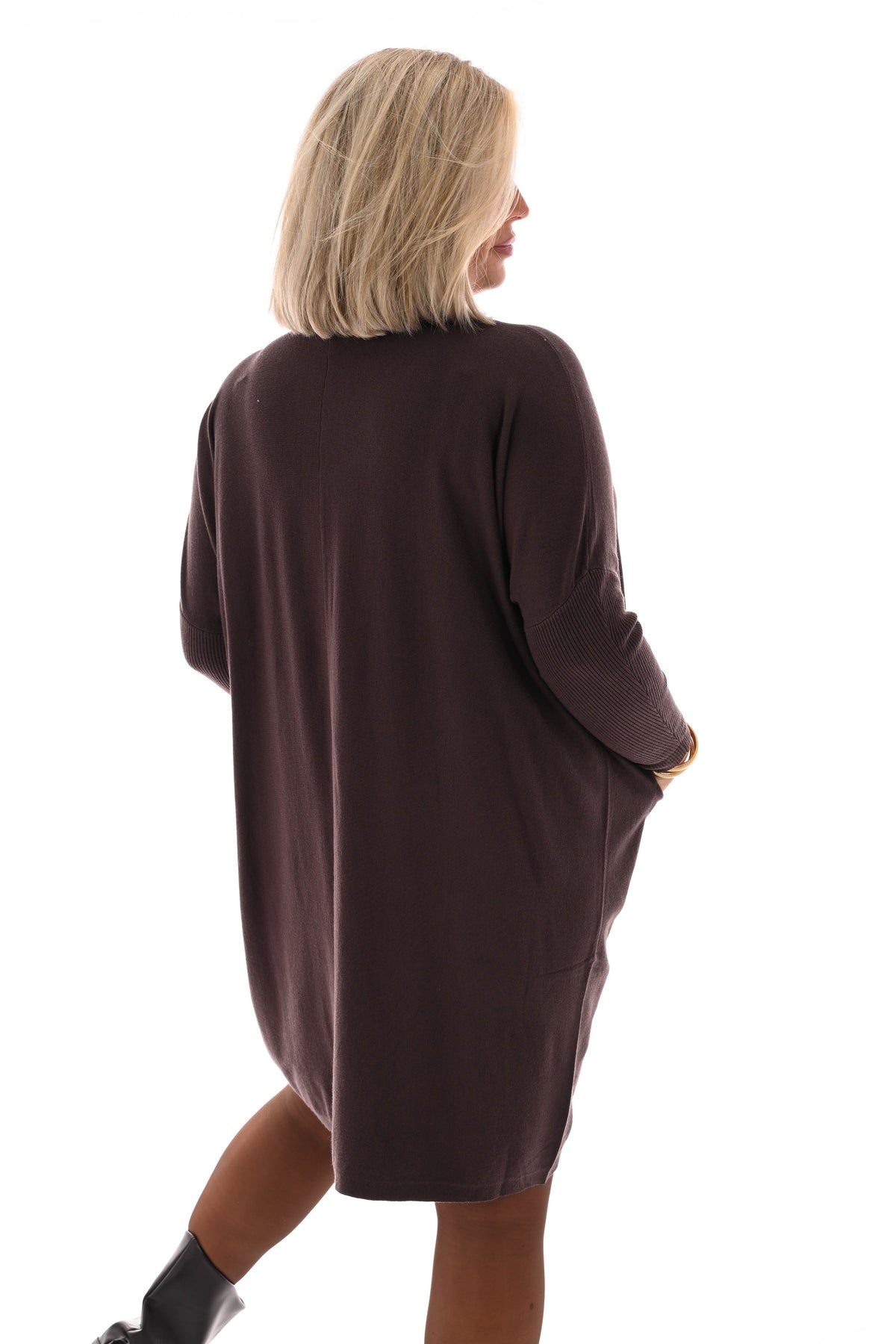 Basic trui met zakjes bruin