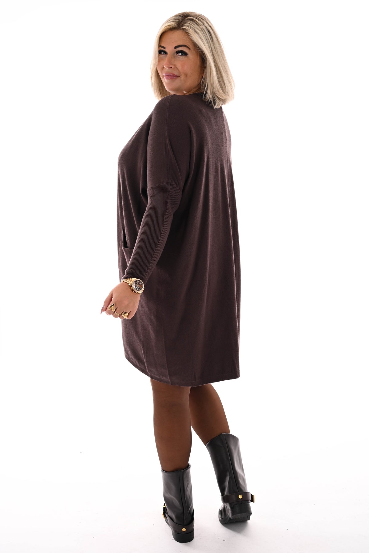 Basic trui met zakjes bruin