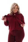 Doorknoop blouse gouden details bordeaux