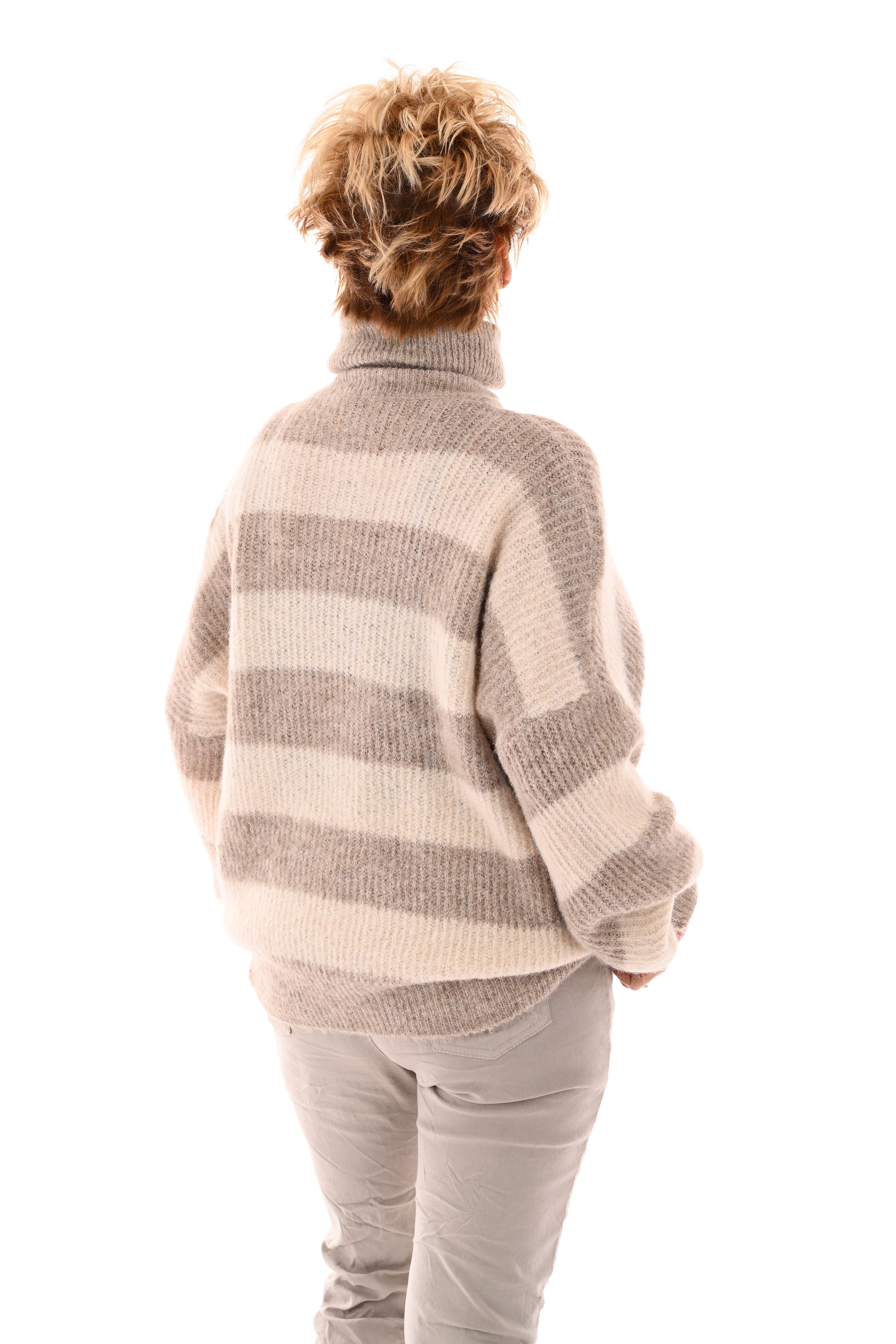 Gebreide coltrui met strepen beige