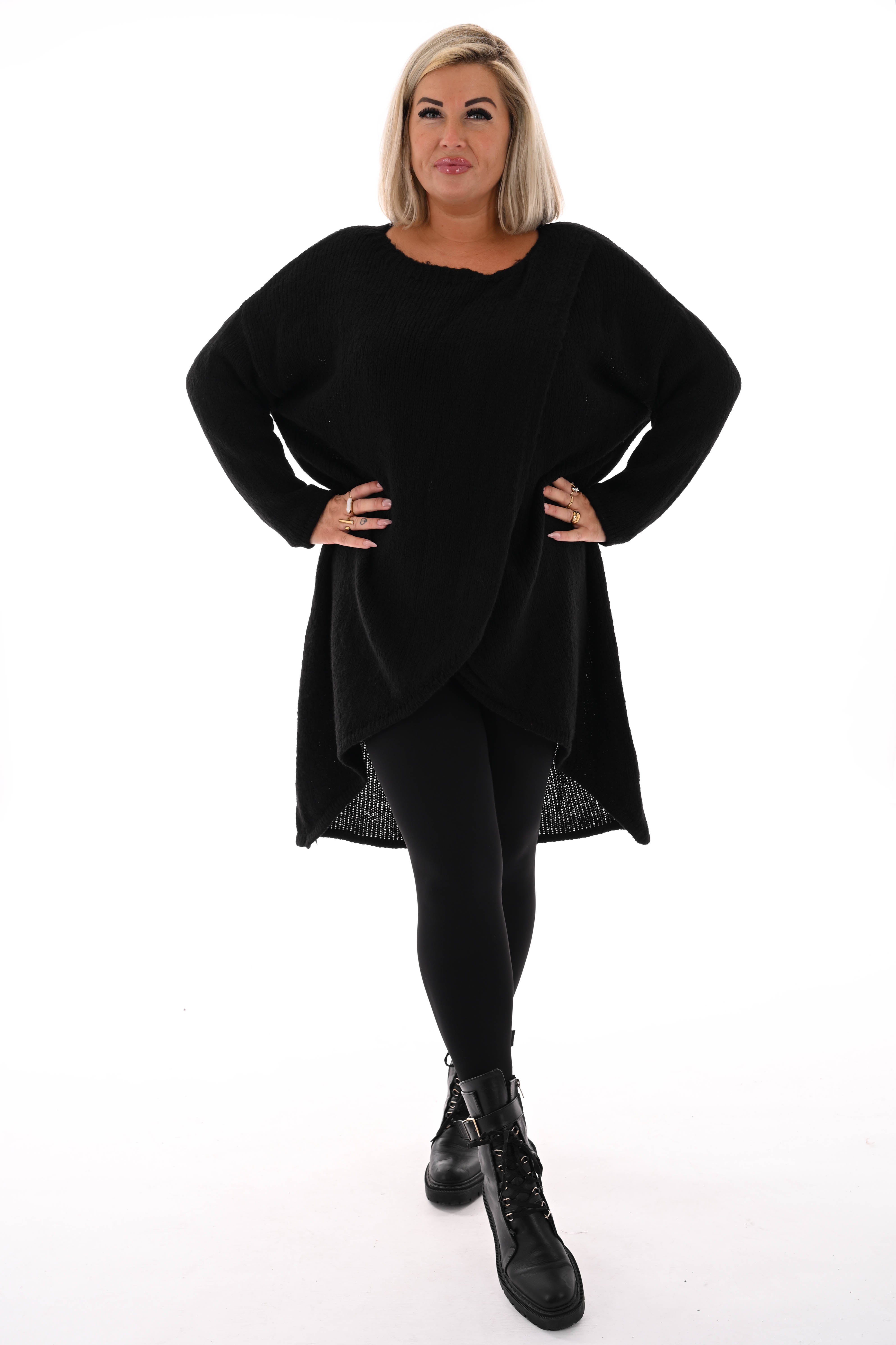 Gebreide overslag trui zwart