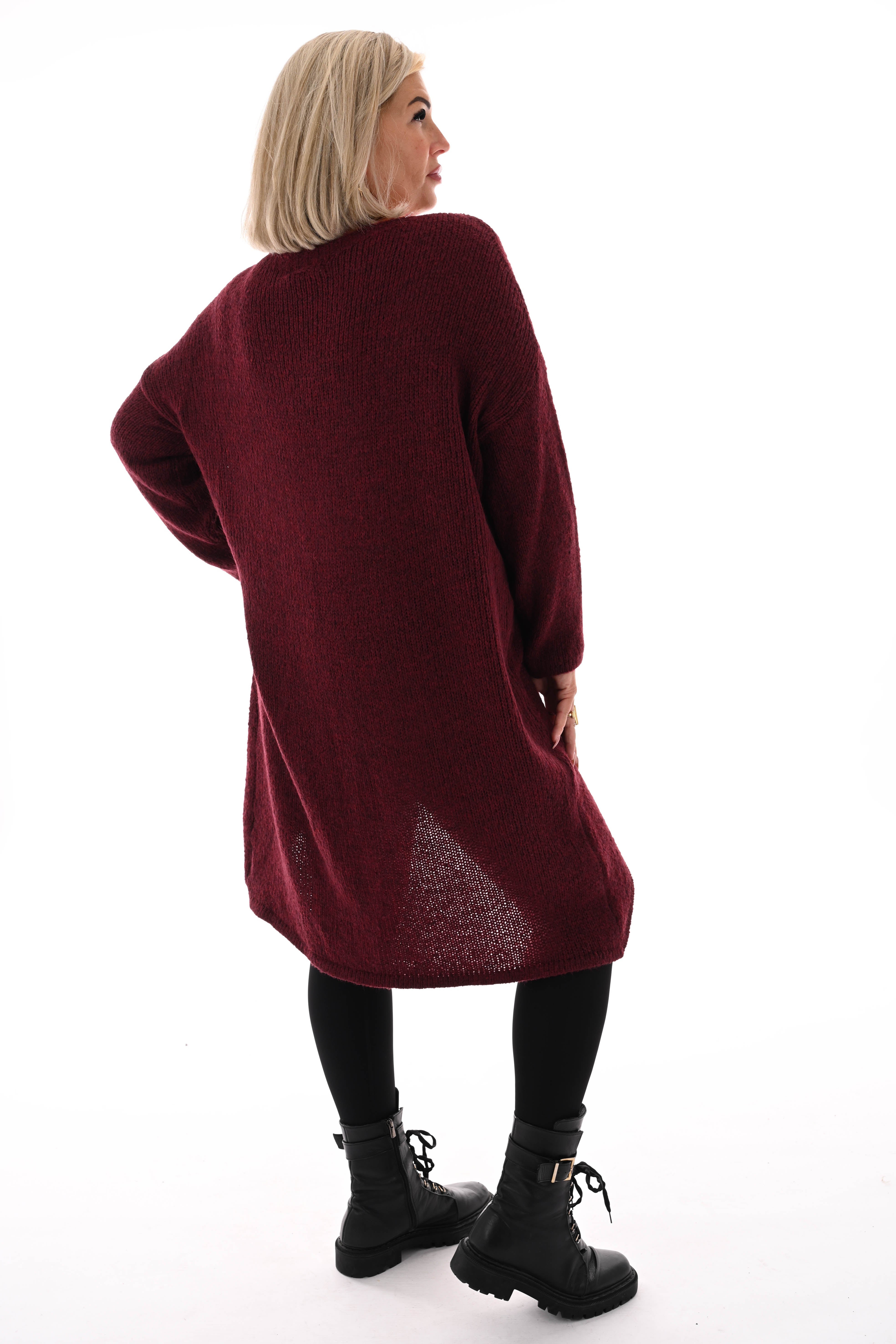 Gebreide overslag trui bordeaux