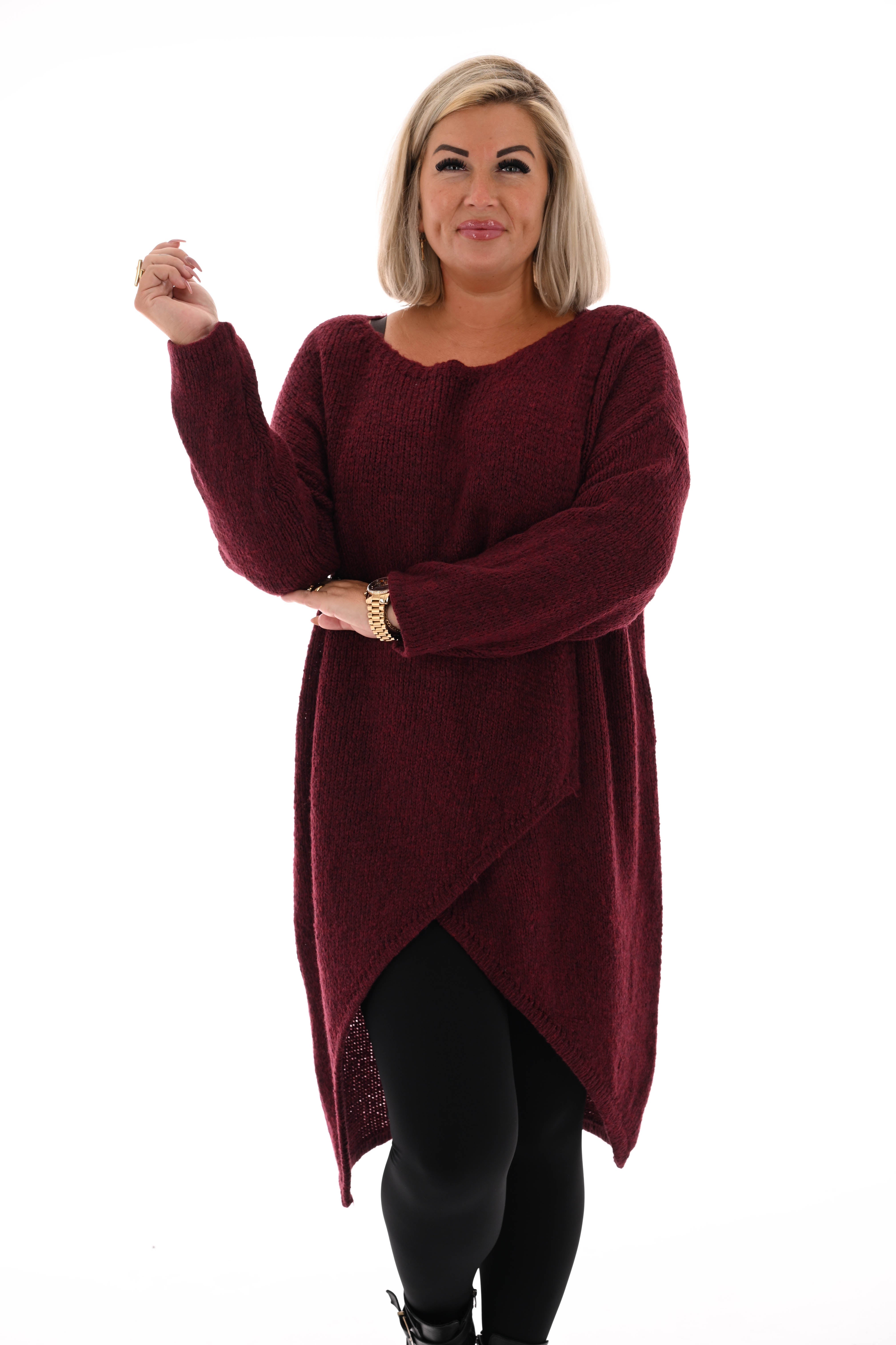 Gebreide overslag trui bordeaux