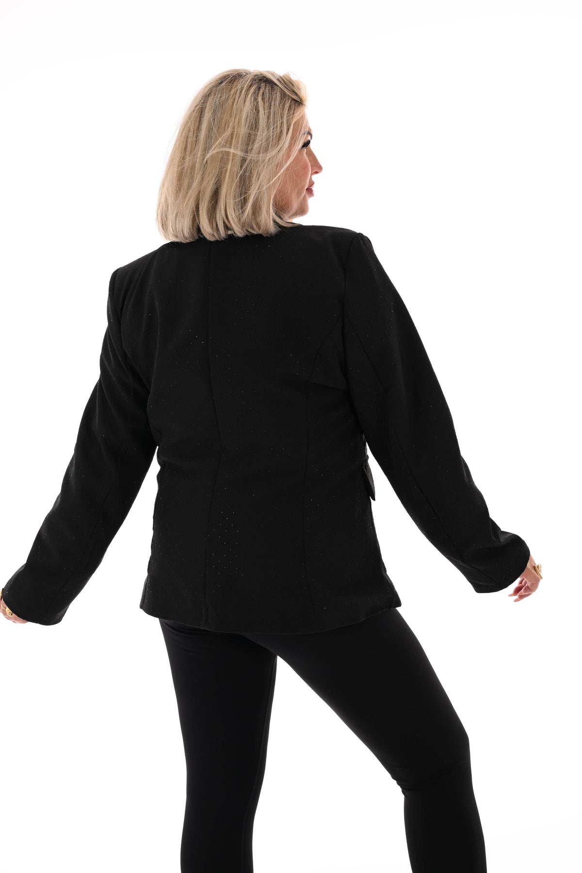 Blazer met strass en knoopsluiting zwart