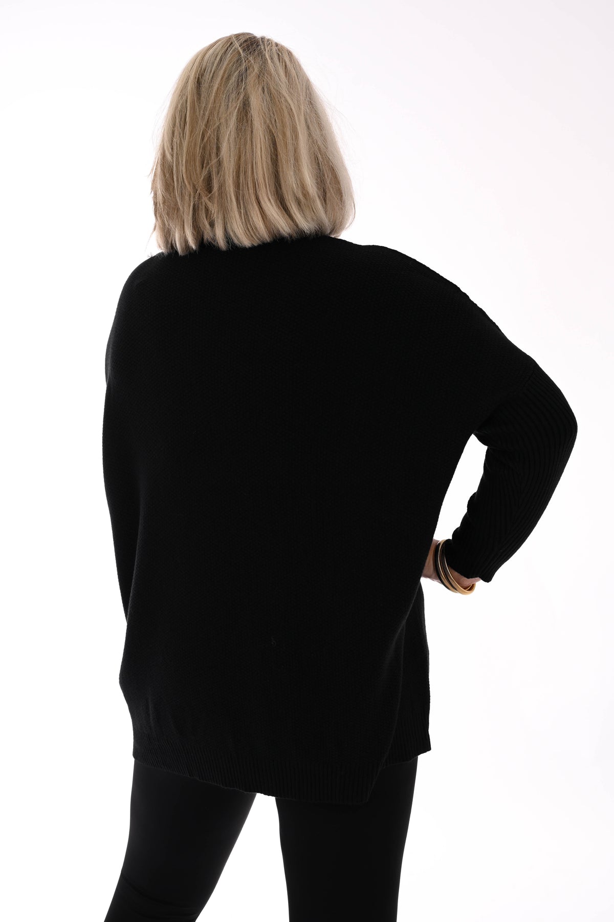 Trui structuur uni zwart