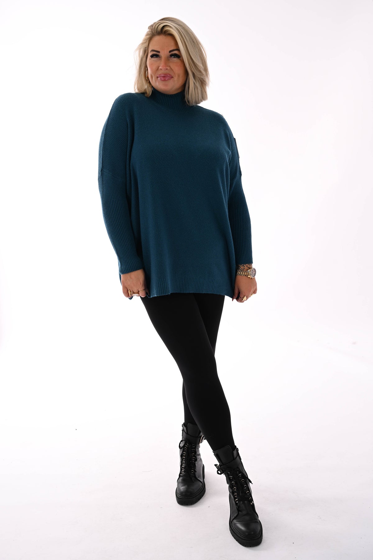 Trui structuur uni petrol