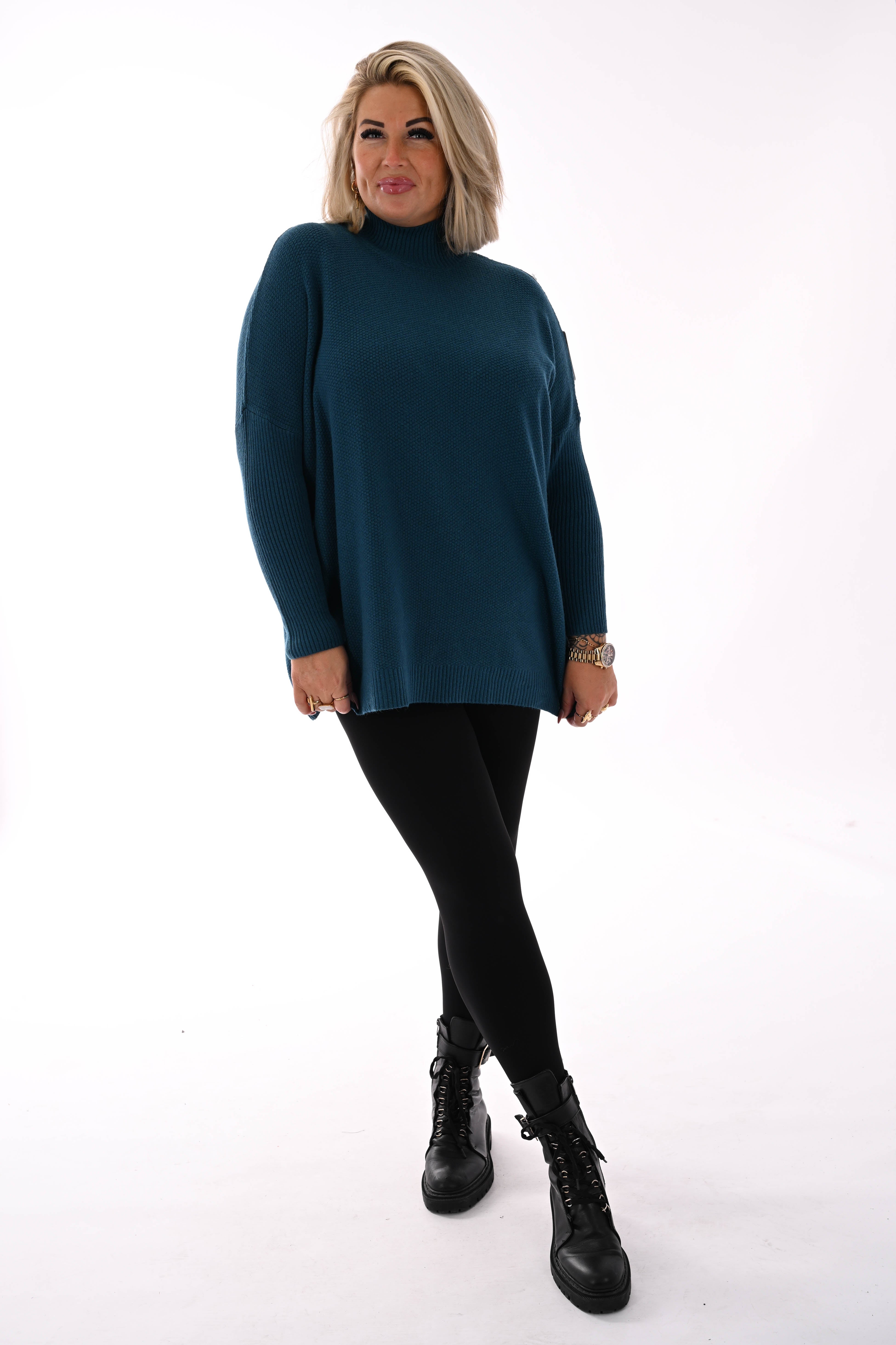 Trui structuur uni petrol