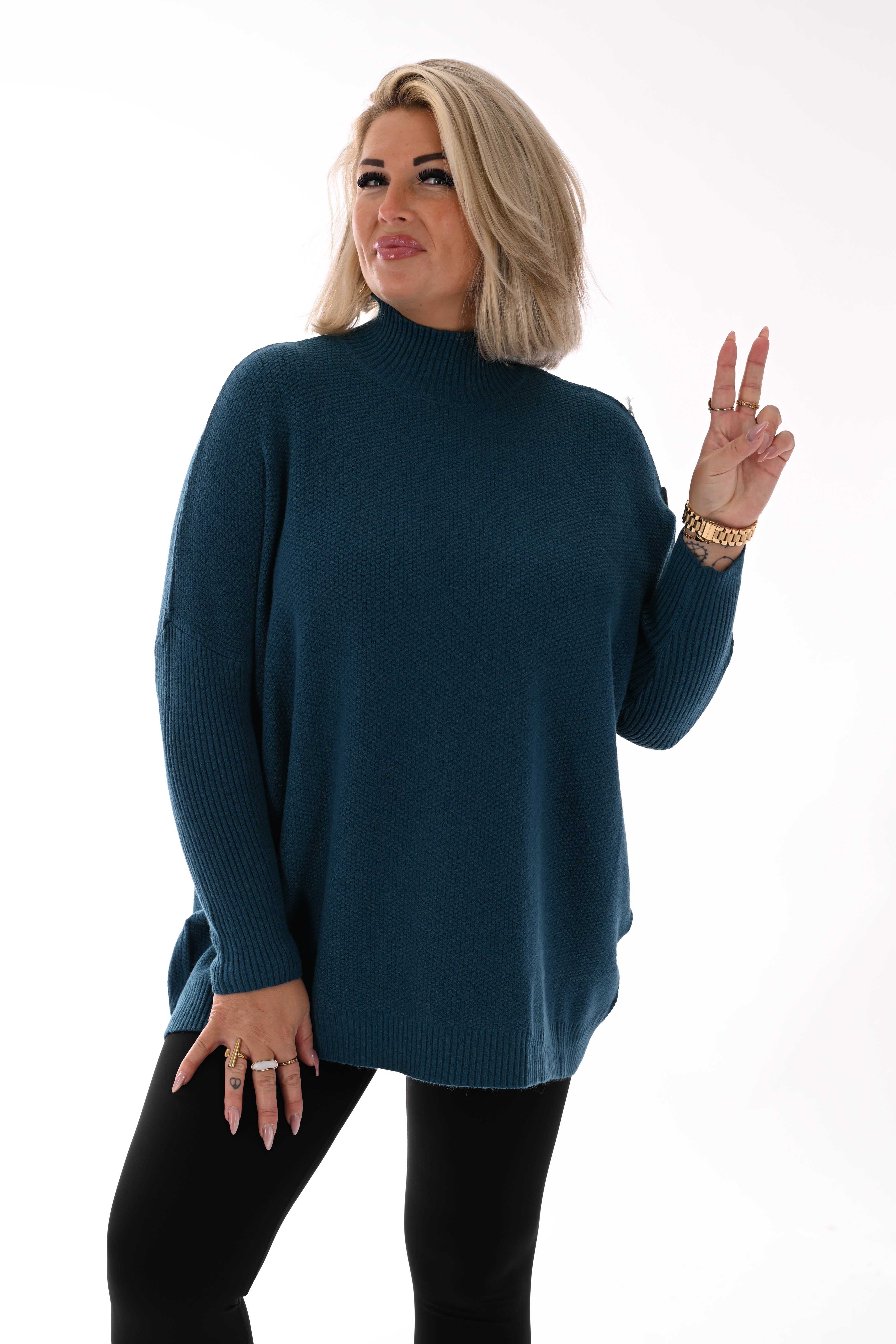 Trui structuur uni petrol