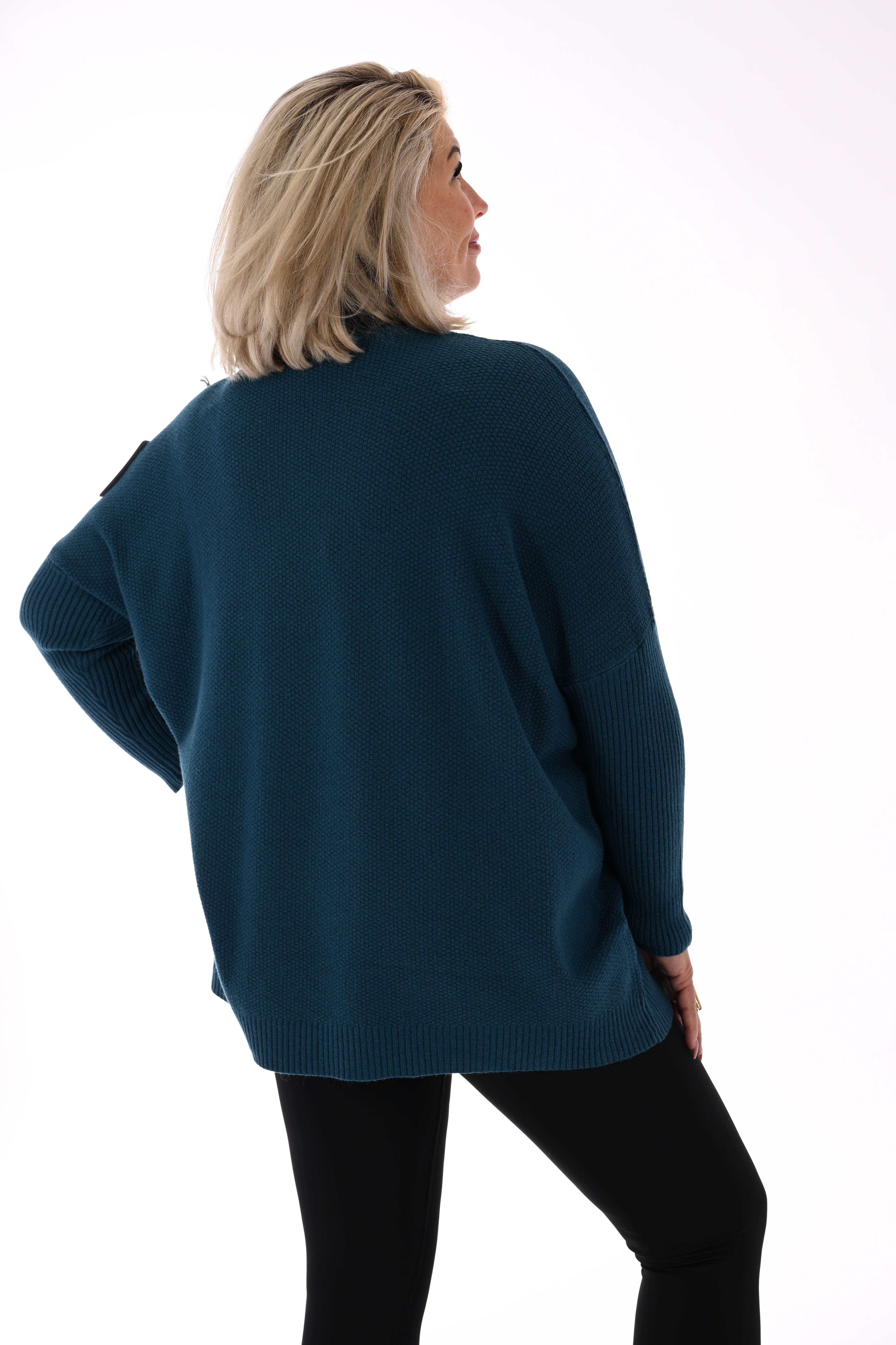 Trui structuur uni petrol