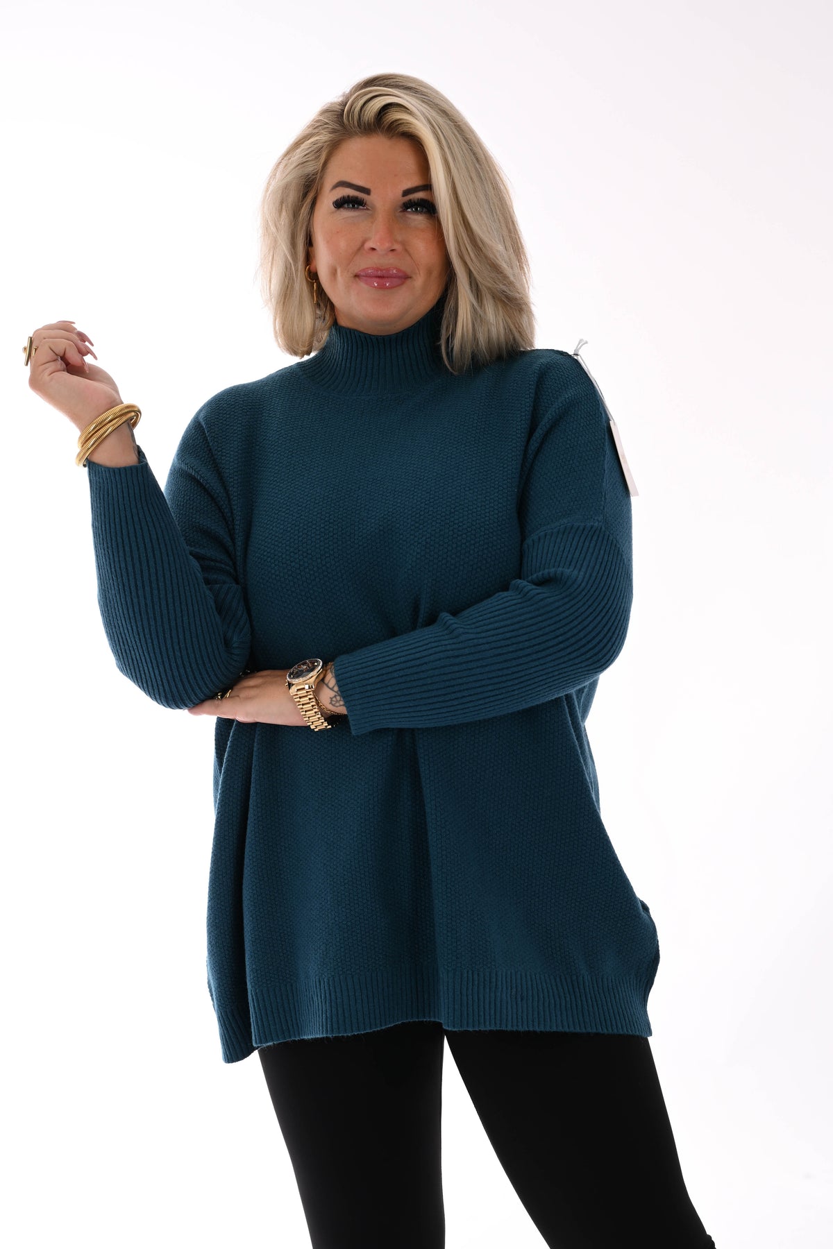 Trui structuur uni petrol