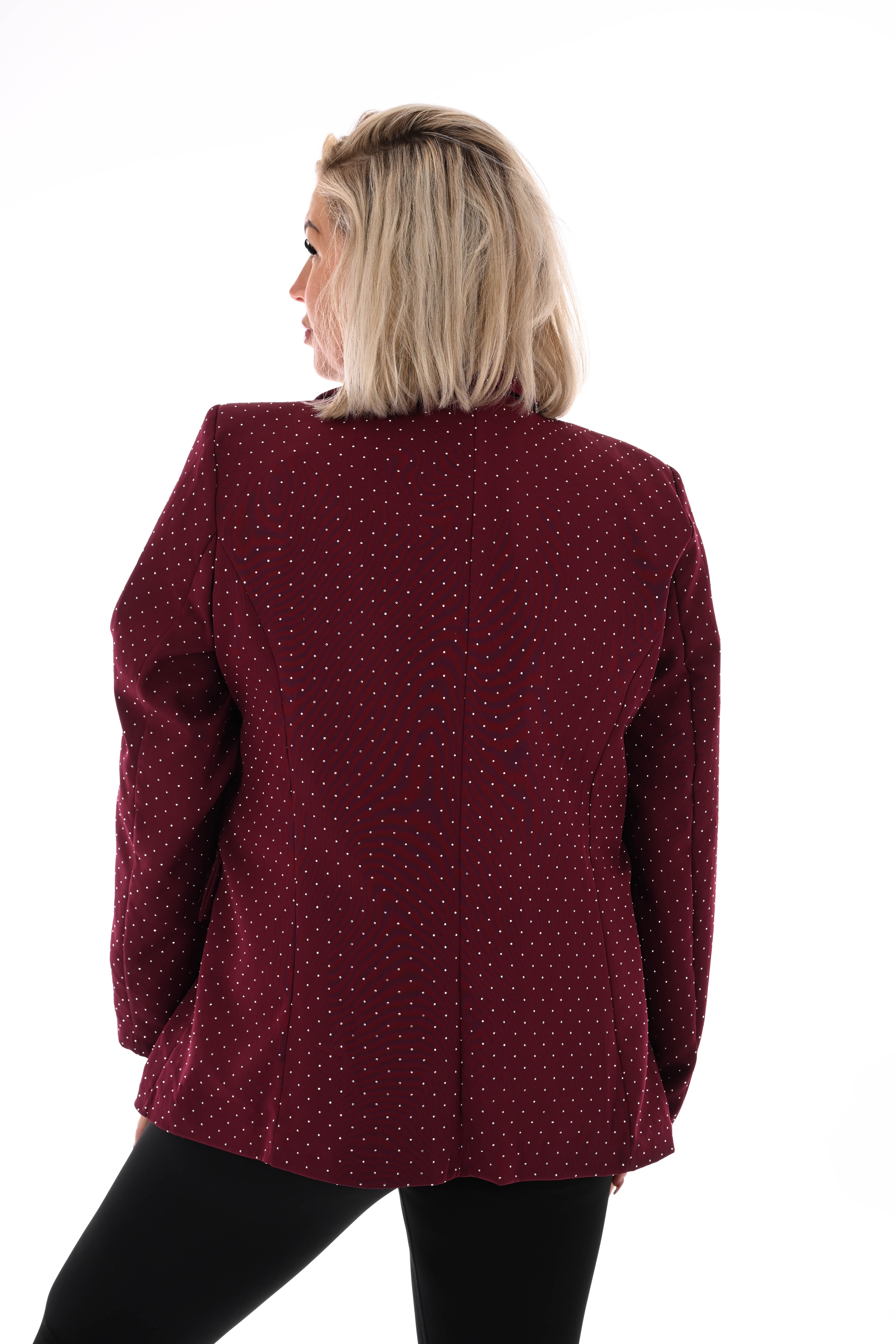 Blazer met strass en knoopsluiting bordeaux