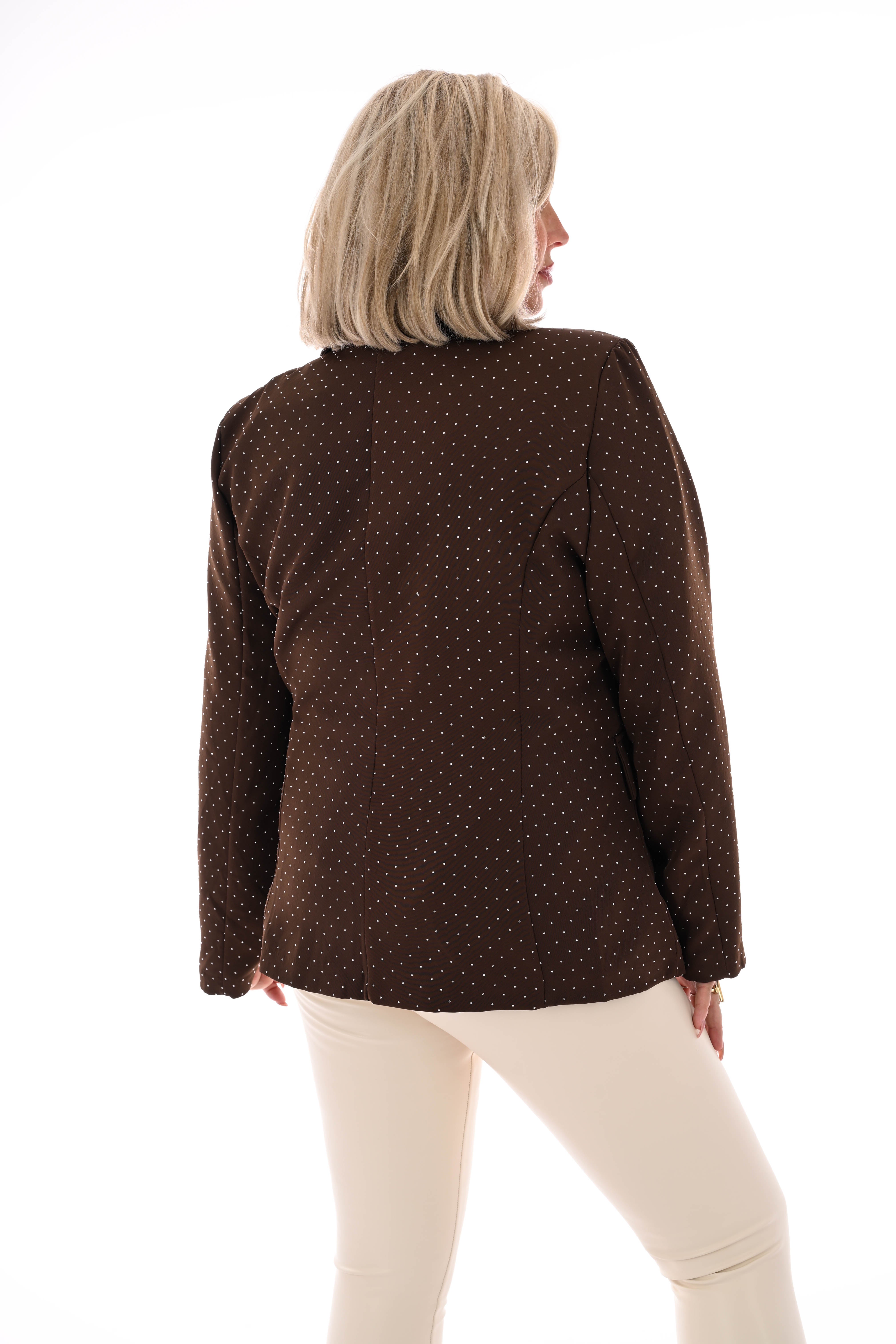 Blazer met strass en knoopsluiting bruin