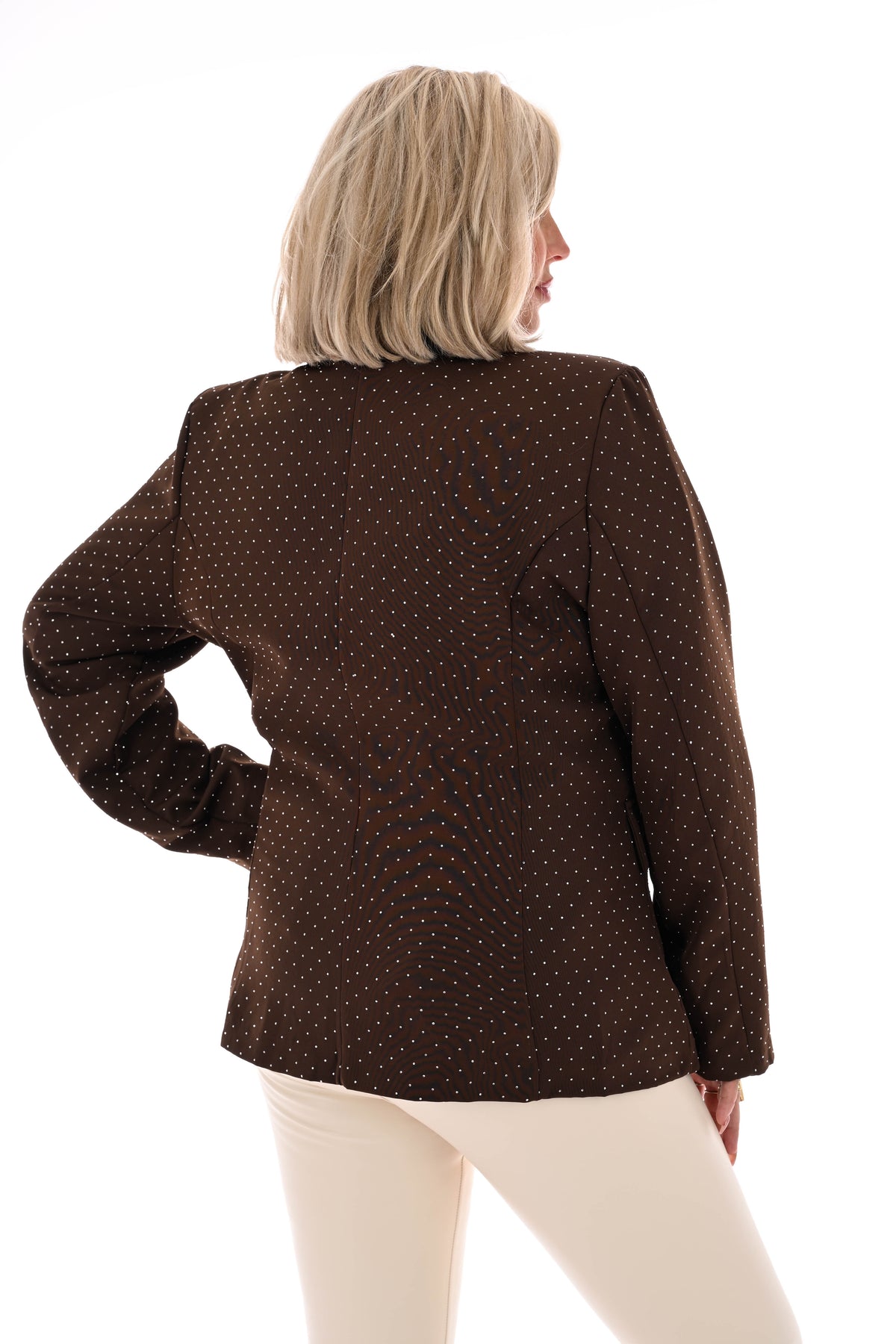 Blazer met strass en knoopsluiting bruin