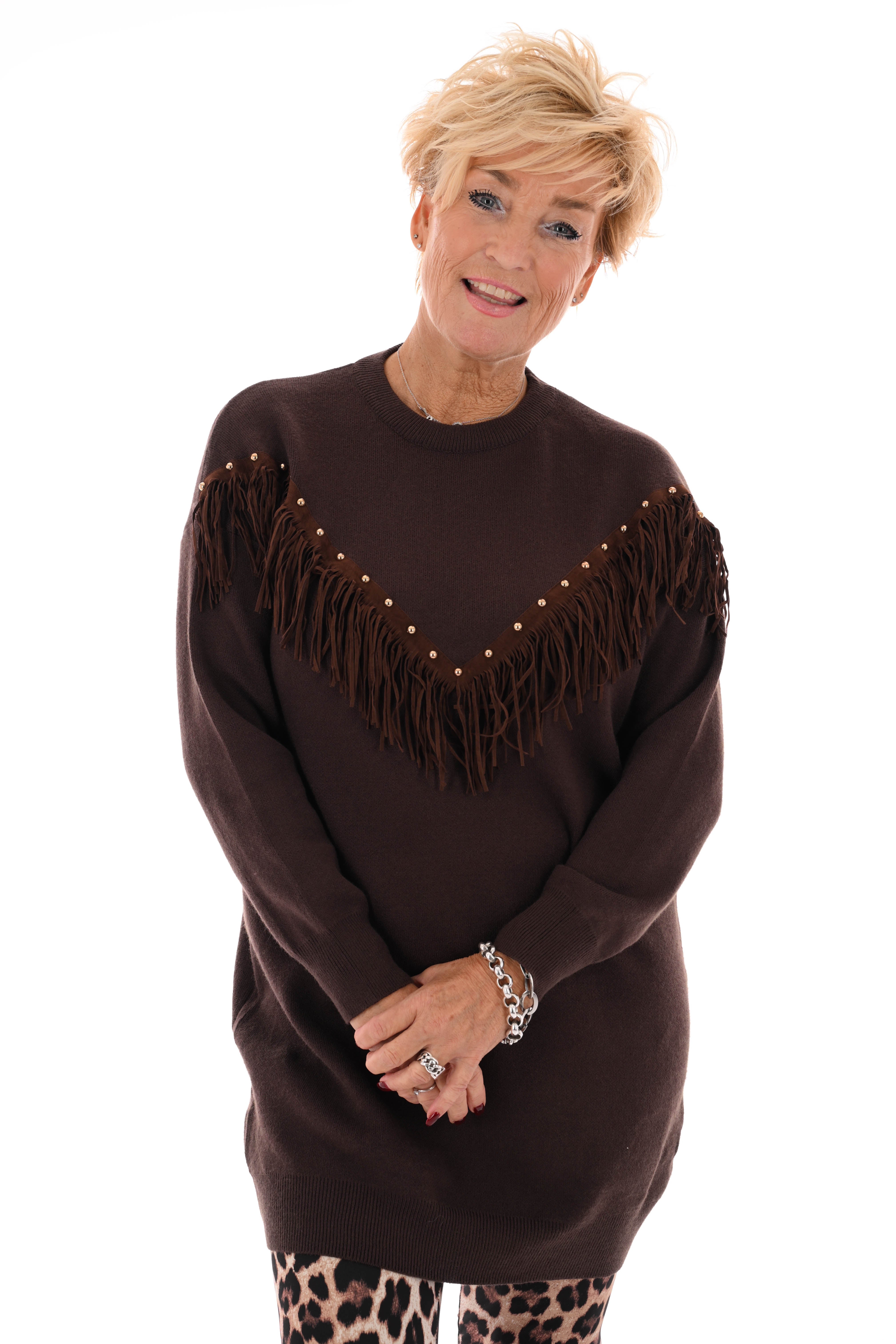 Tuniek franjes met studs bruin