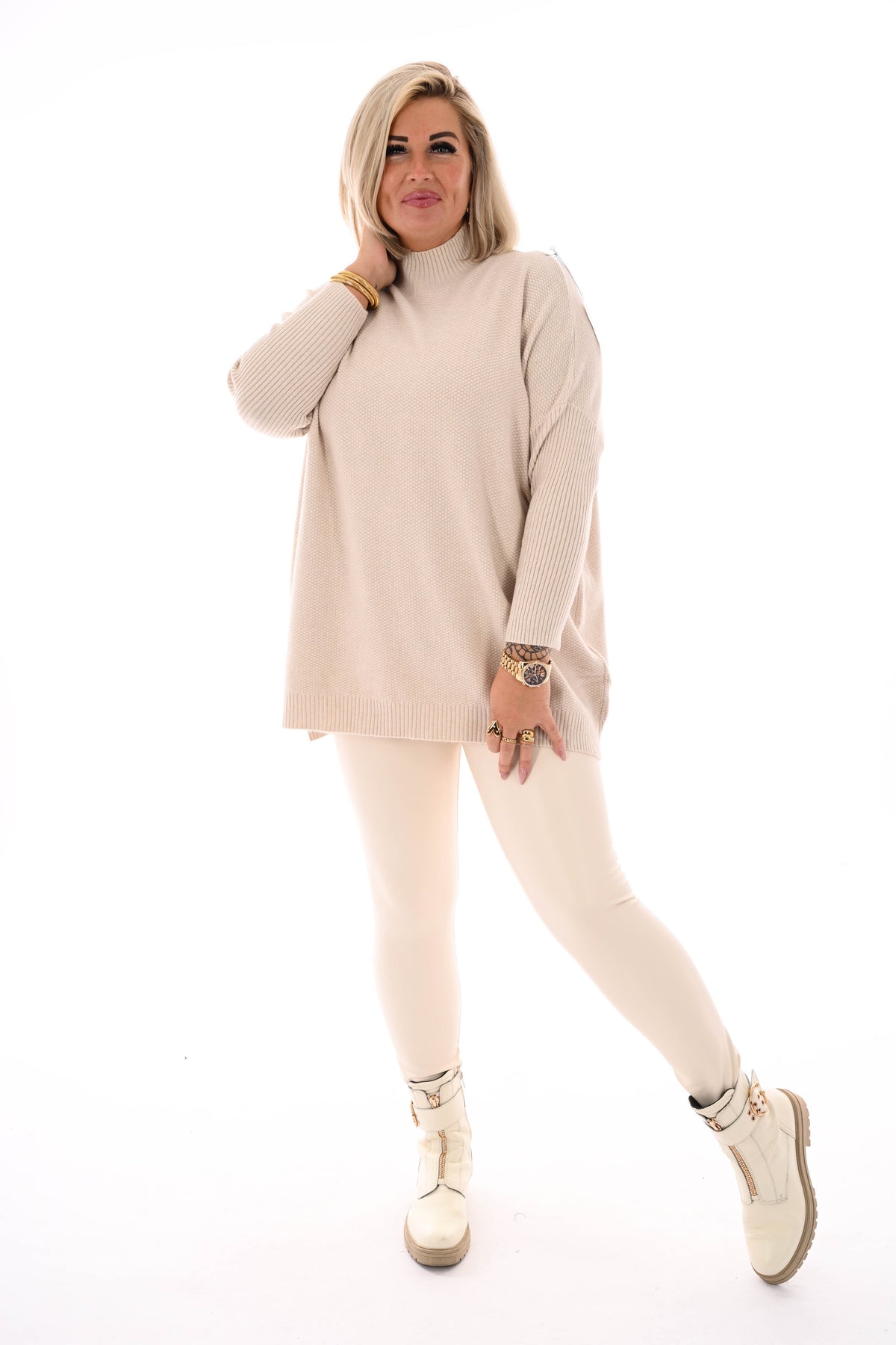 Trui structuur uni beige