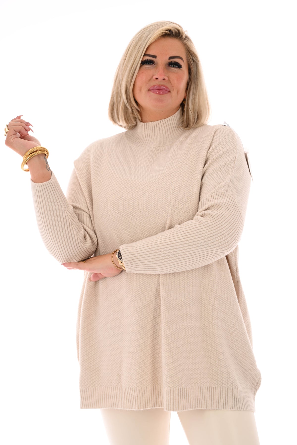 Trui structuur uni beige