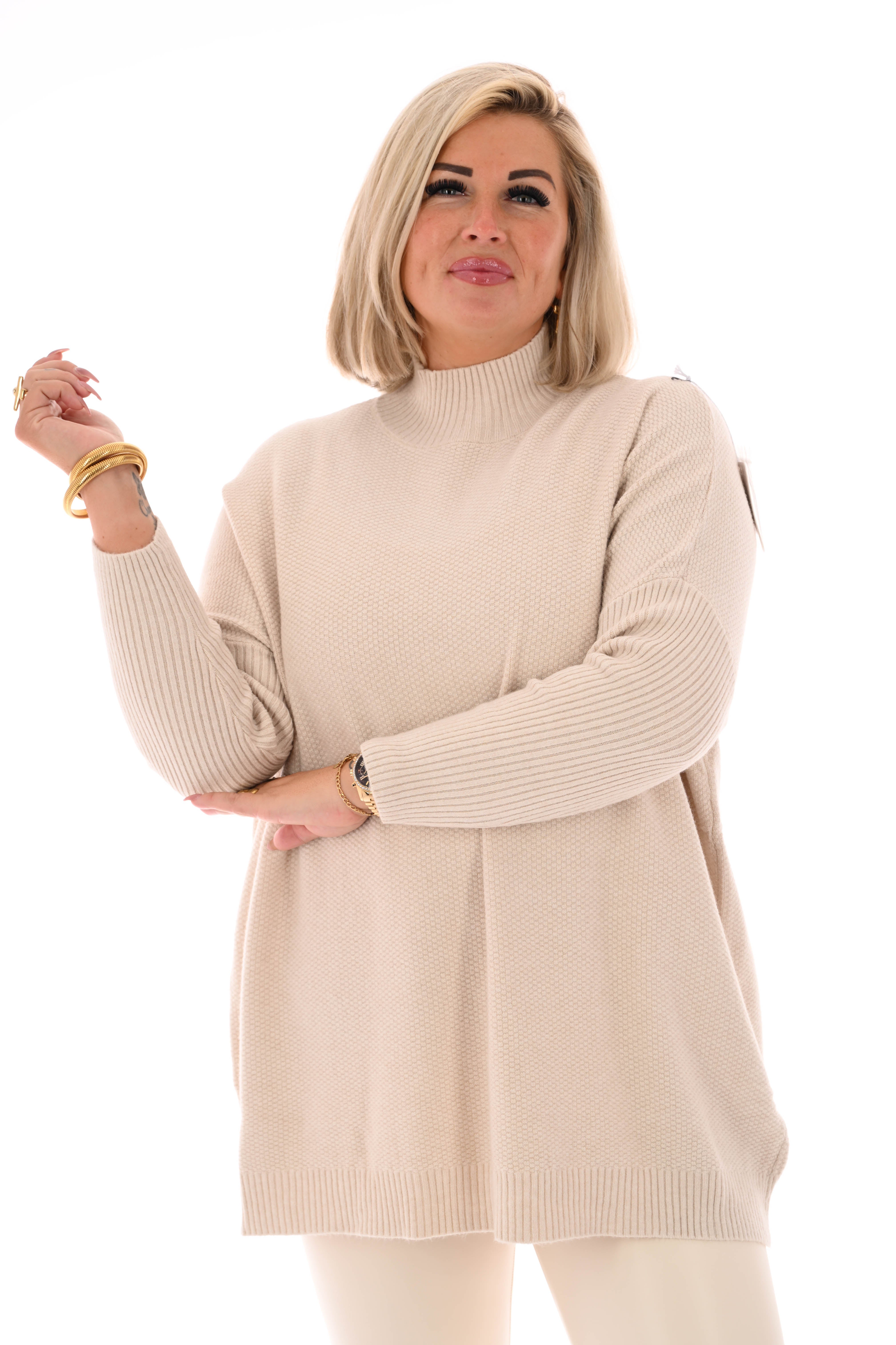 Trui structuur uni beige