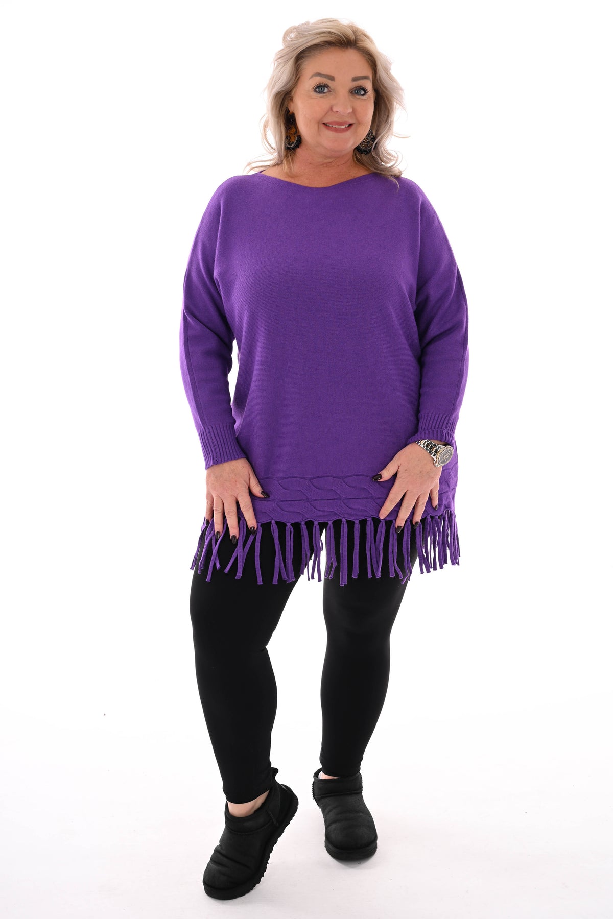 Trui met franjes paars