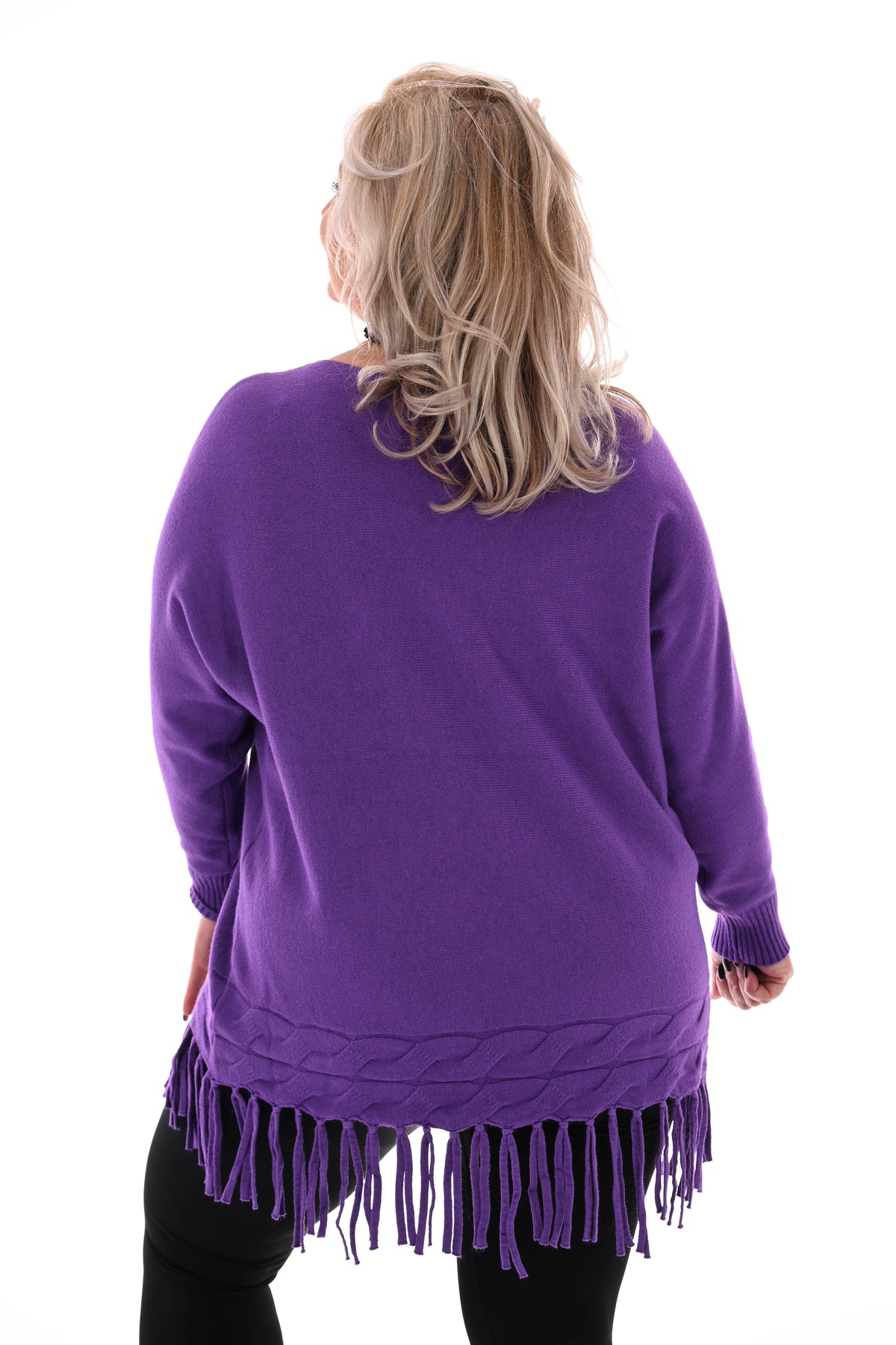 Trui met franjes paars