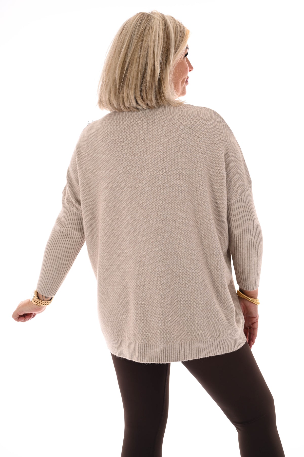 Trui structuur uni taupe