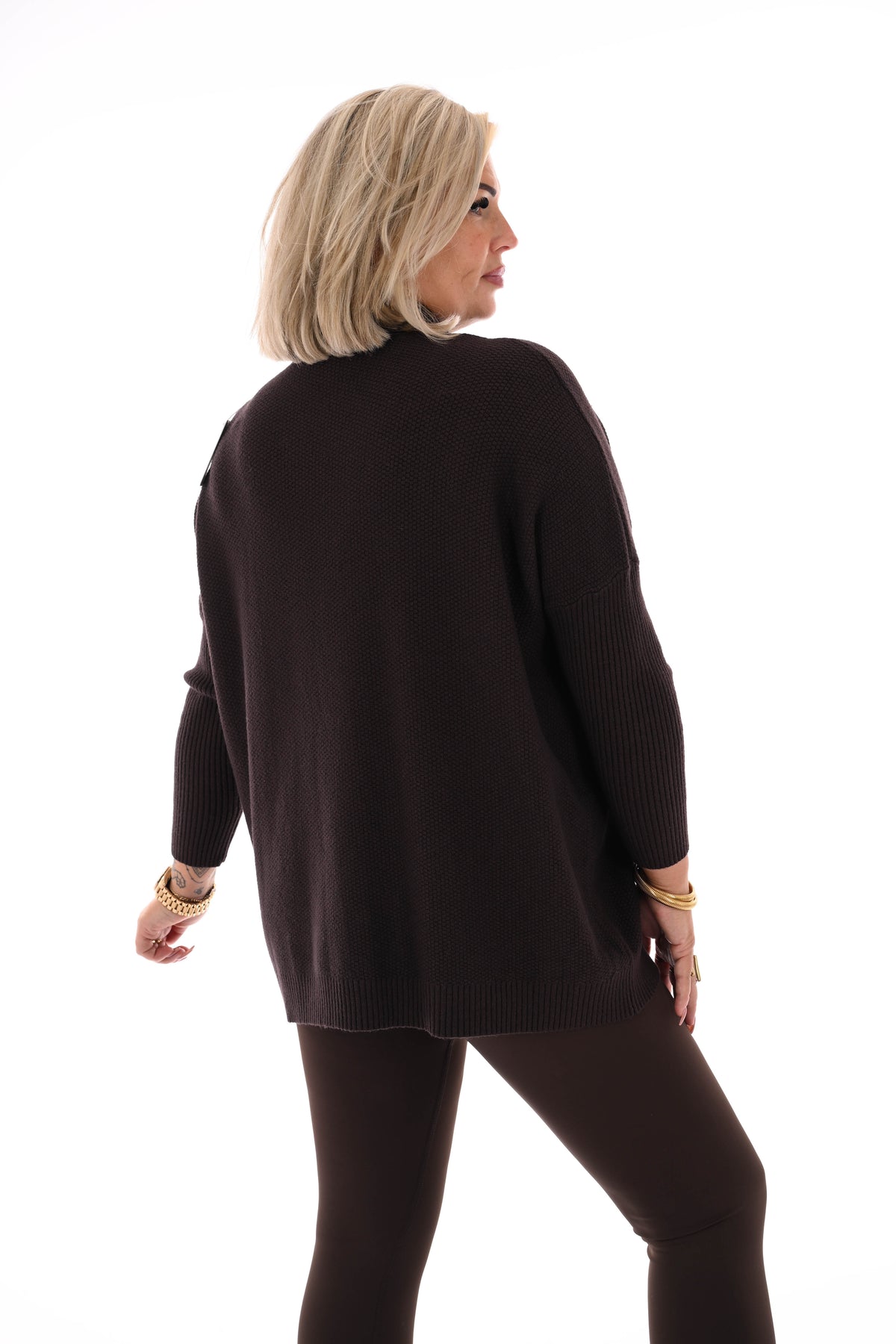 Trui structuur uni donkerbruin