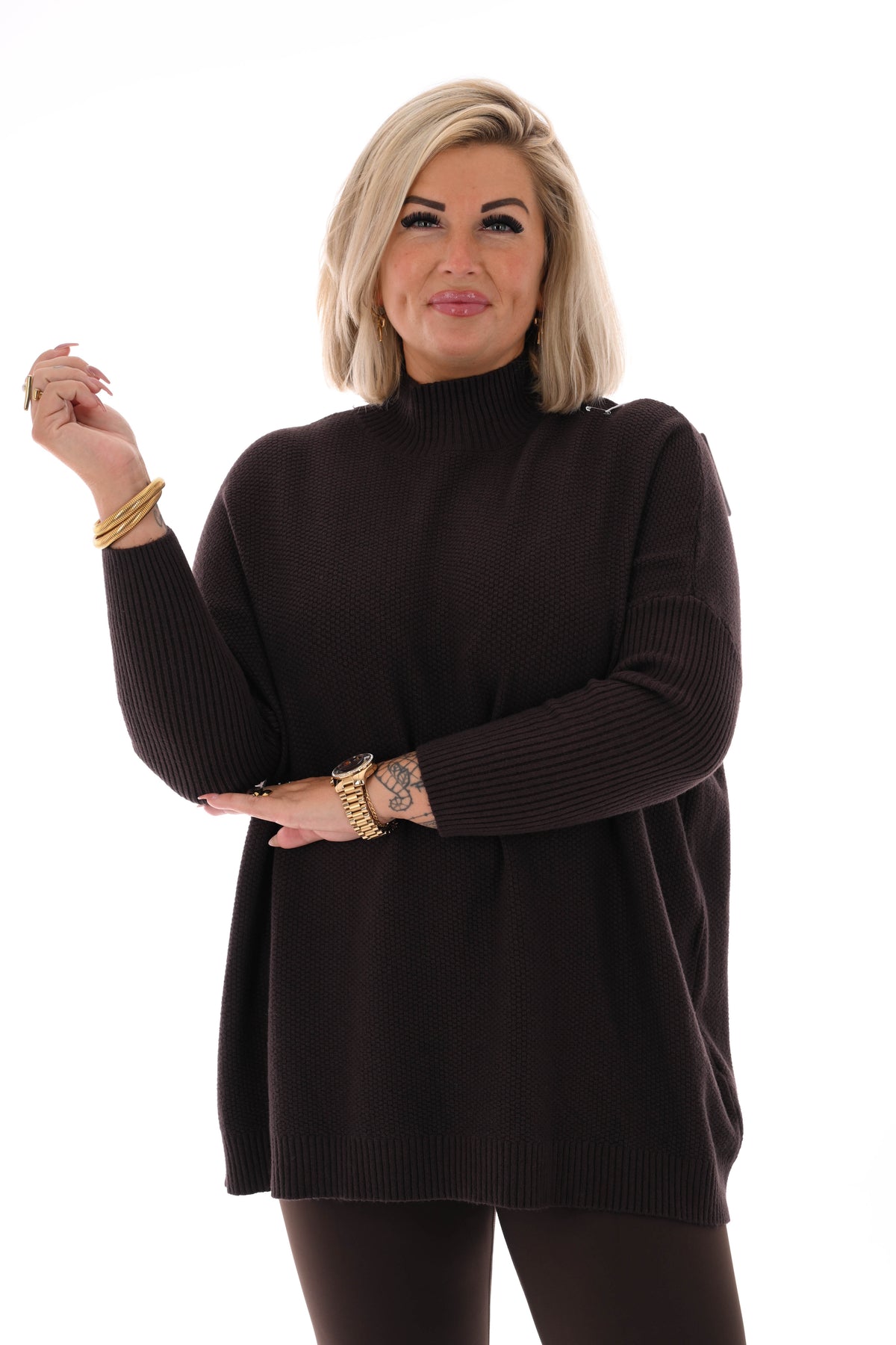 Trui structuur uni donkerbruin