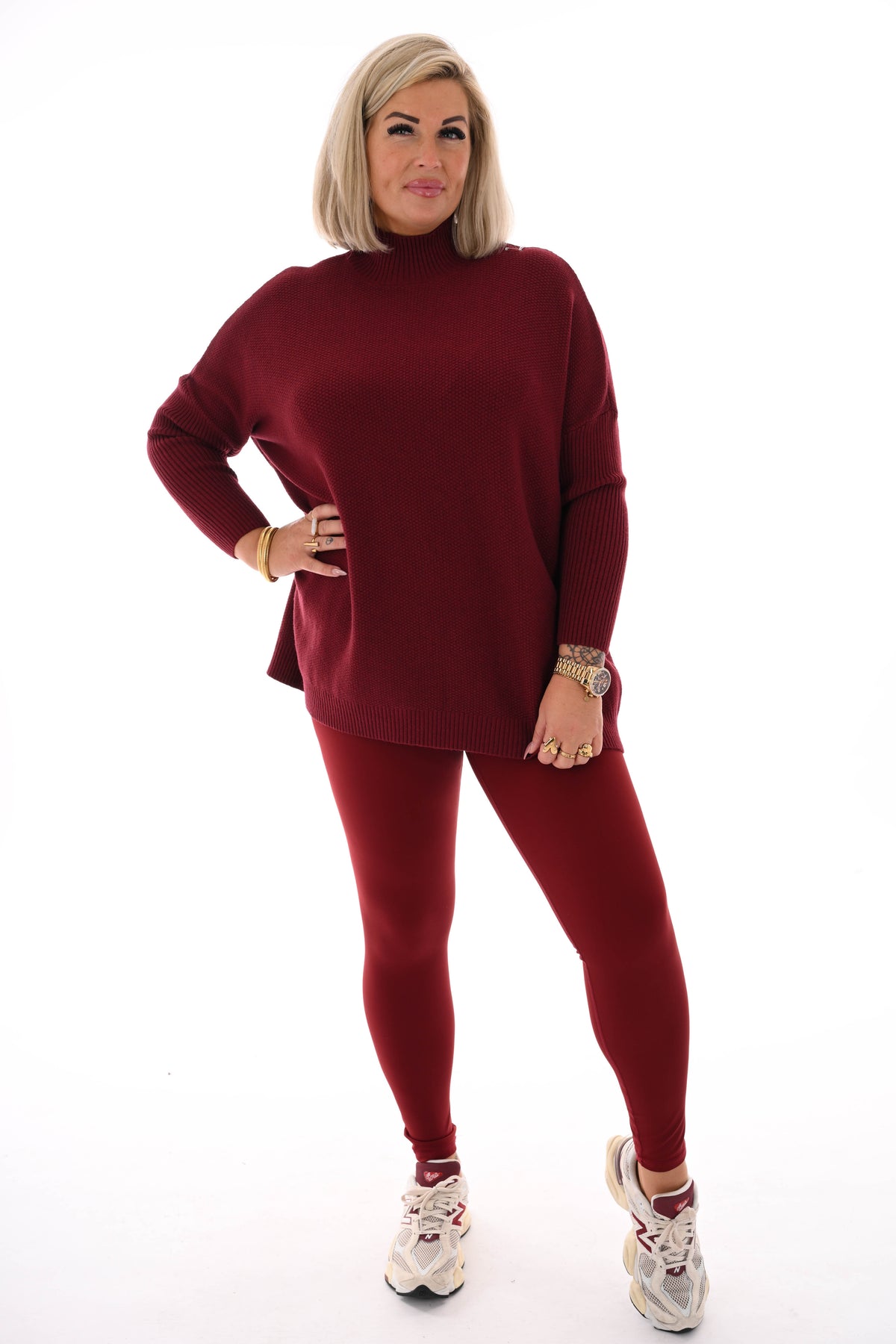 Trui structuur uni bordeaux