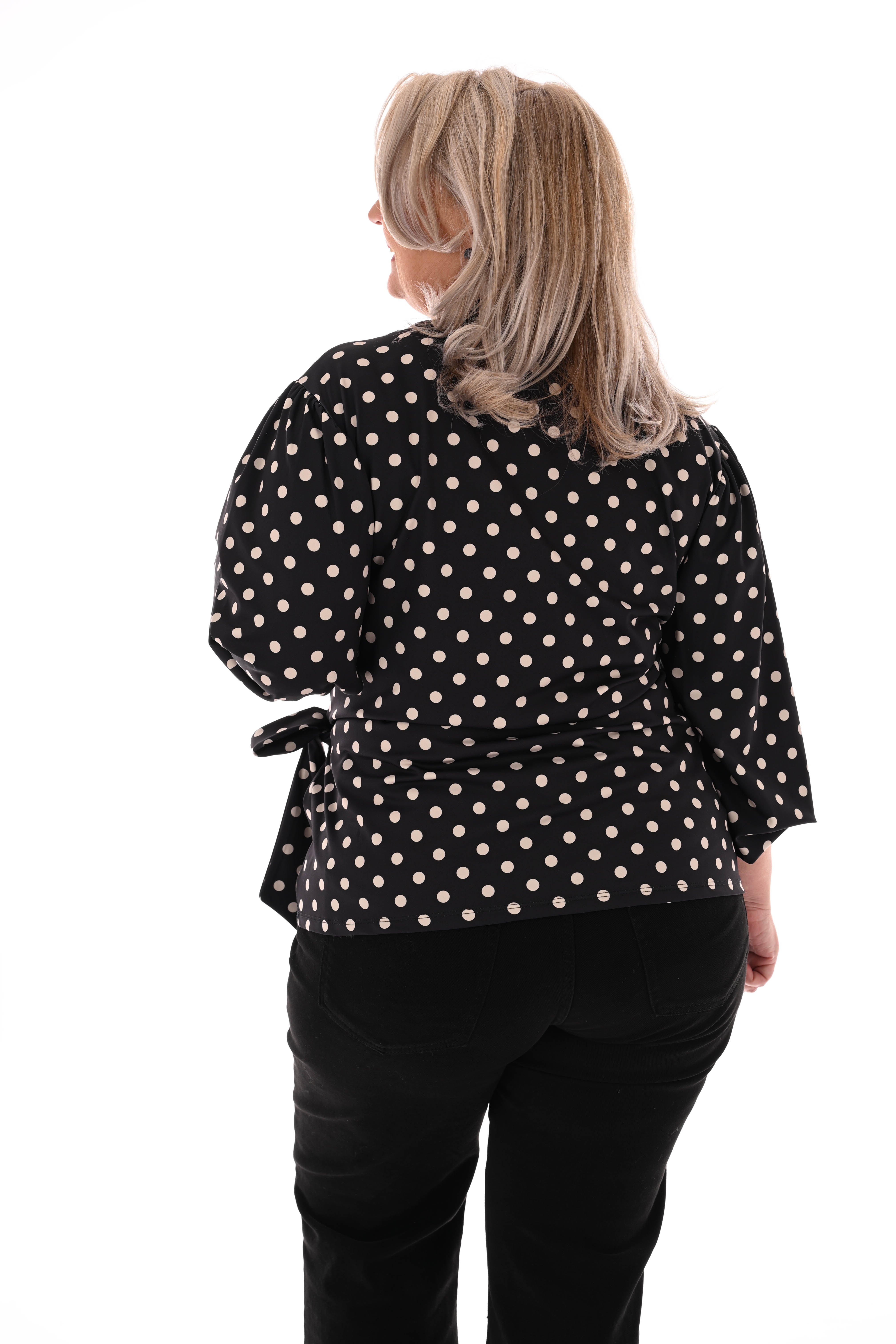 Travel top dots zijstrik zwart
