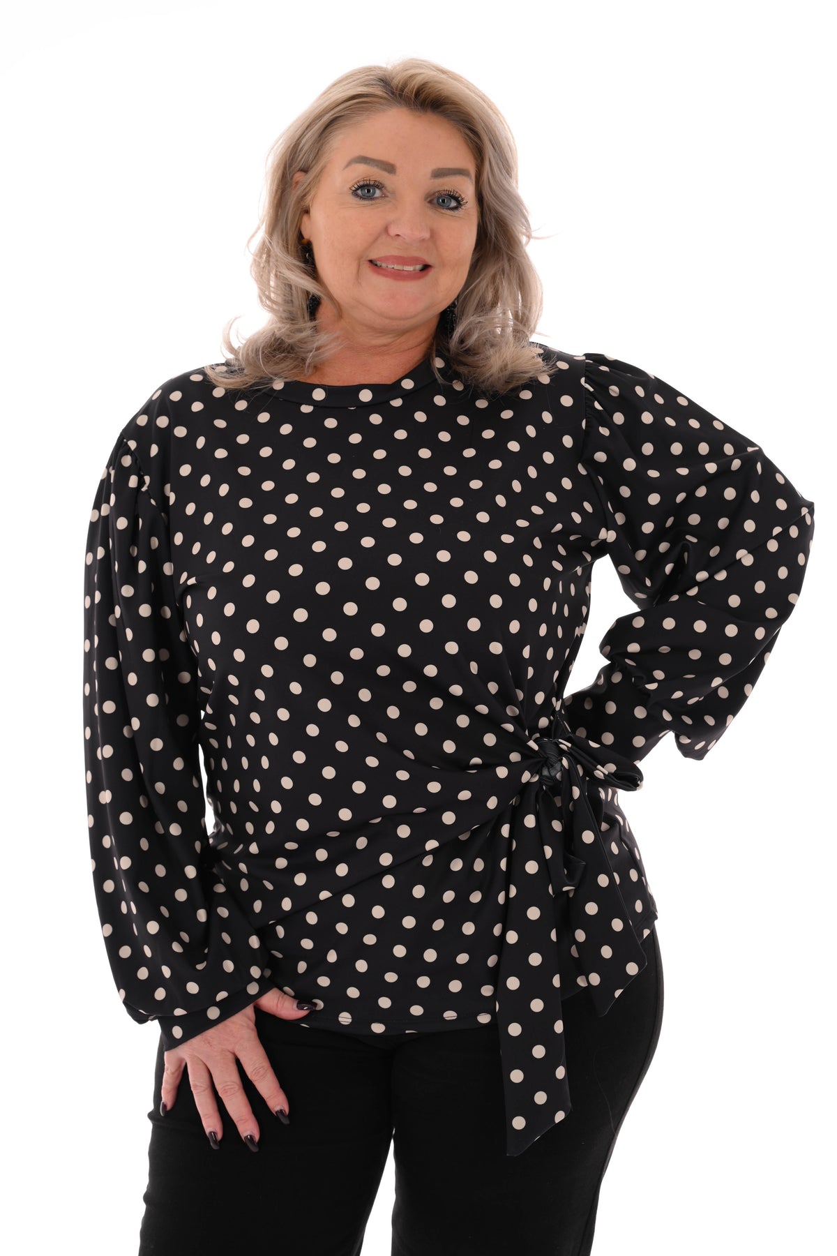 Travel top dots zijstrik zwart