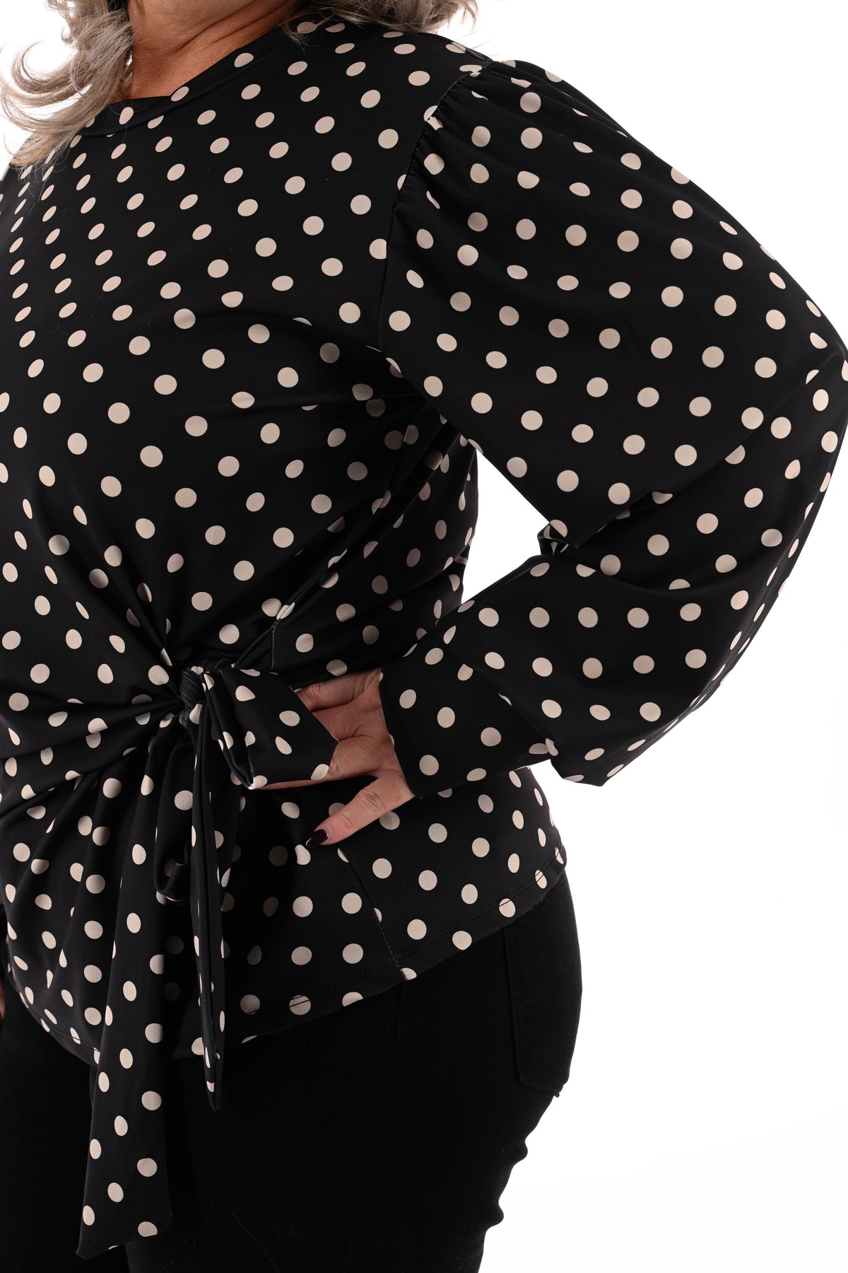 Travel top dots zijstrik zwart