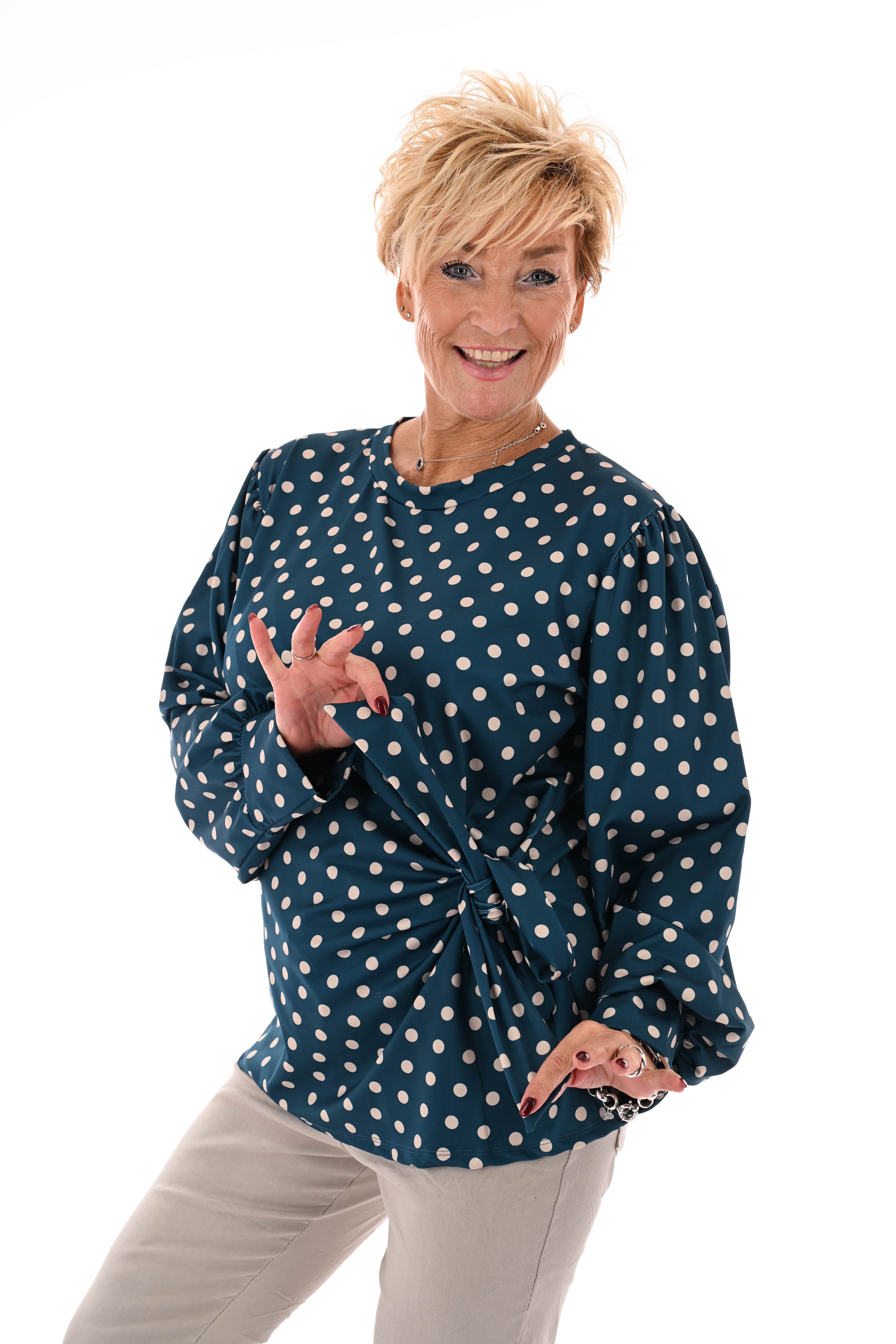 Travel top dots zijstrik petrol