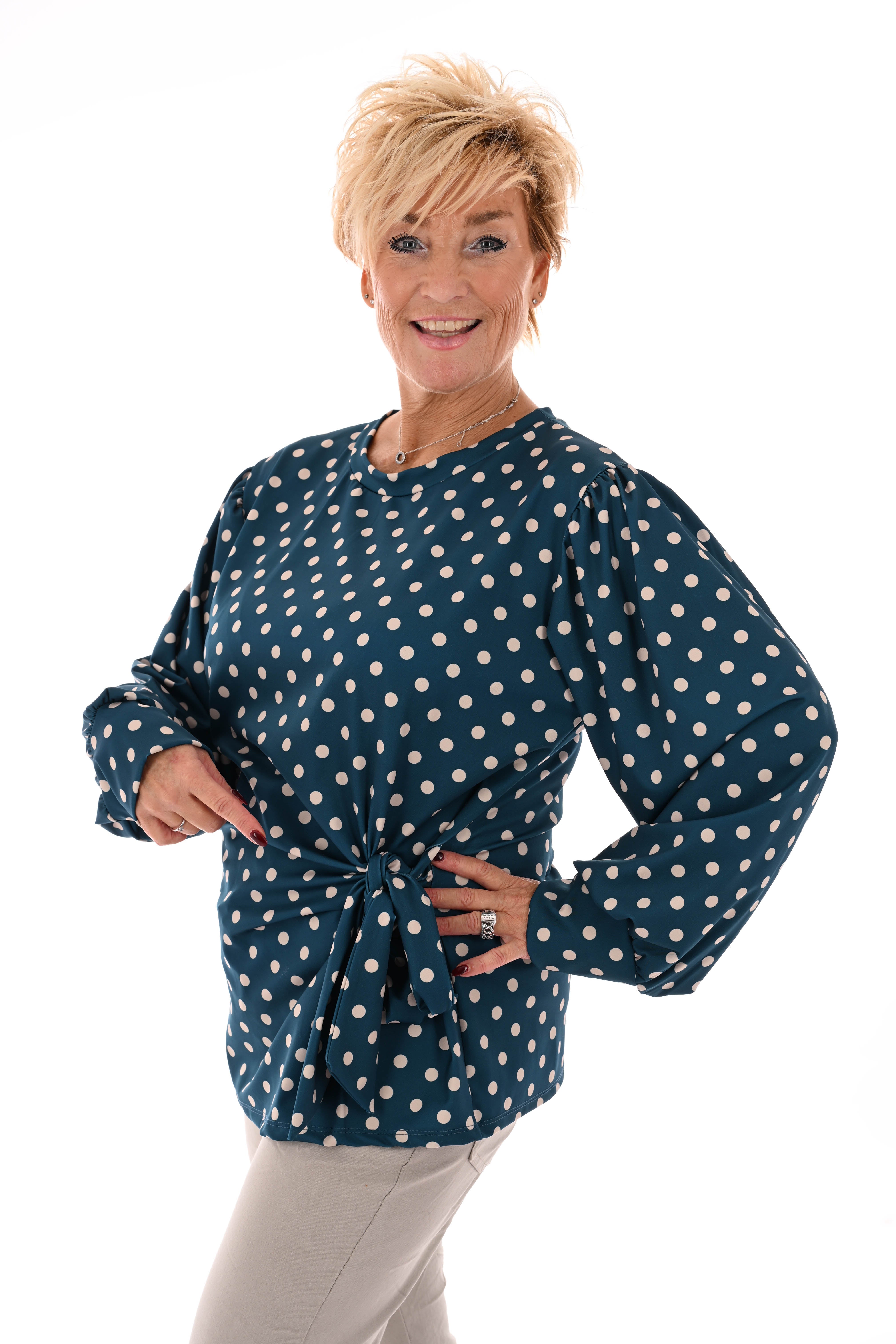 Travel top dots zijstrik petrol