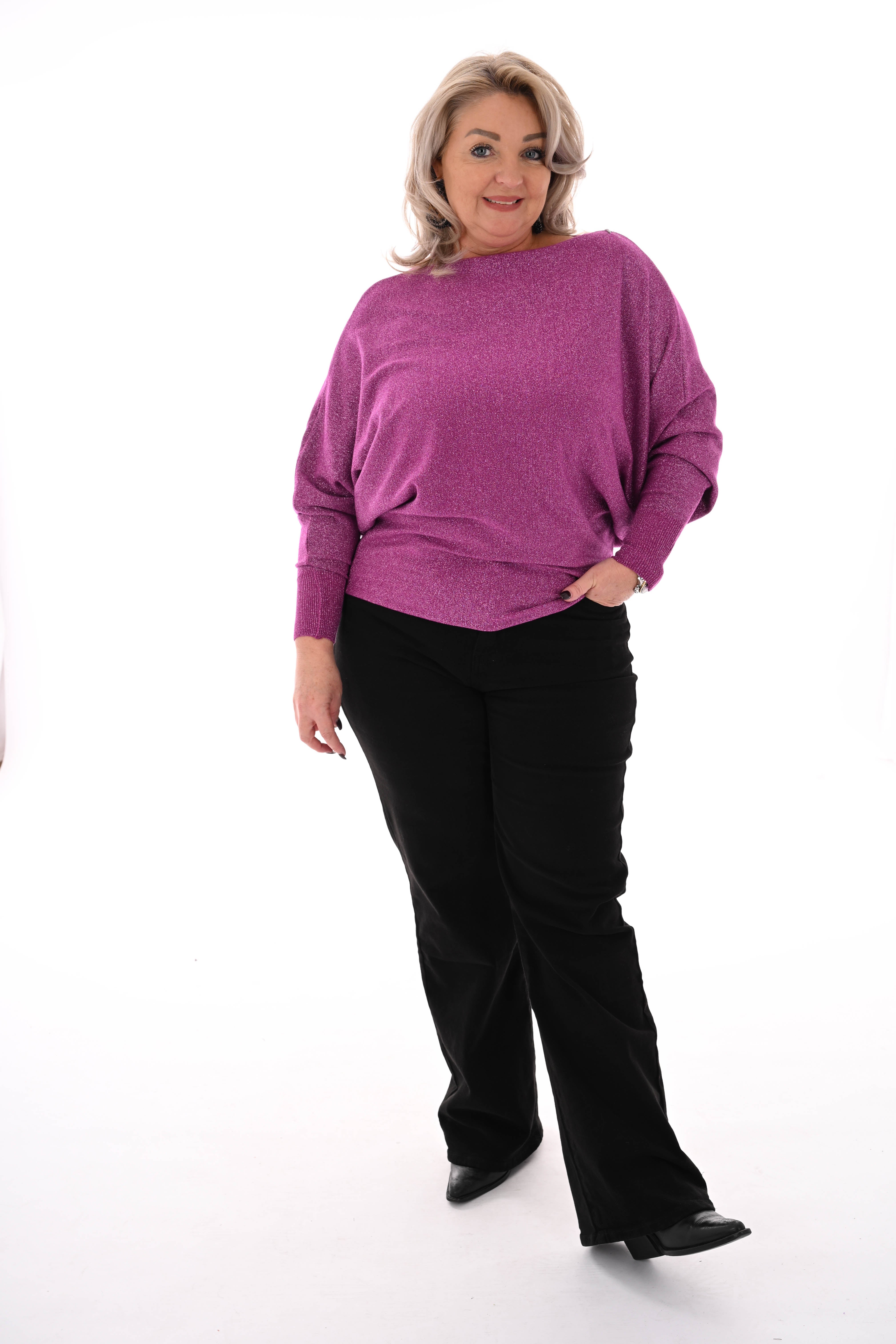 Vleermuis trui glitter magenta