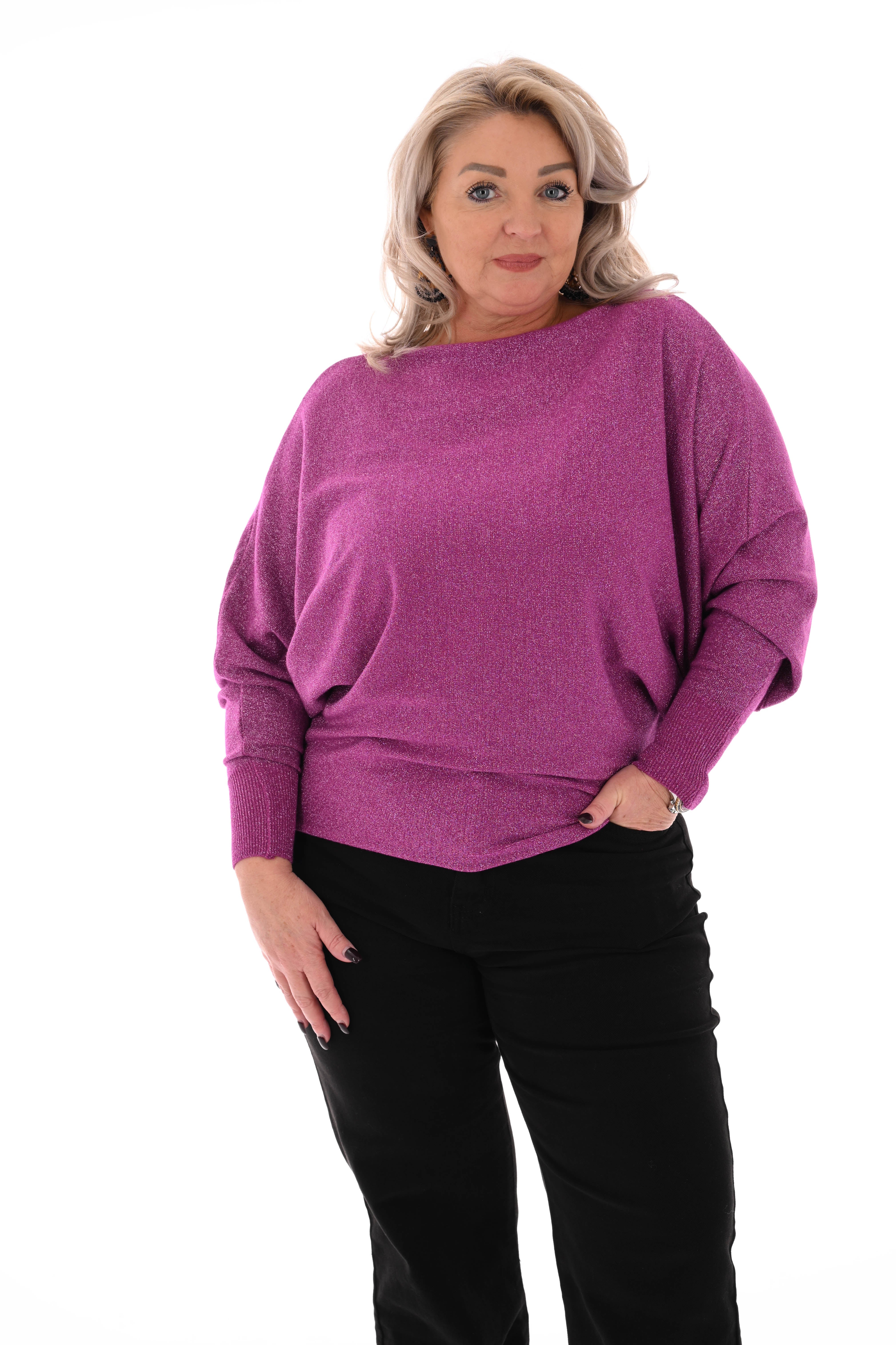 Vleermuis trui glitter magenta
