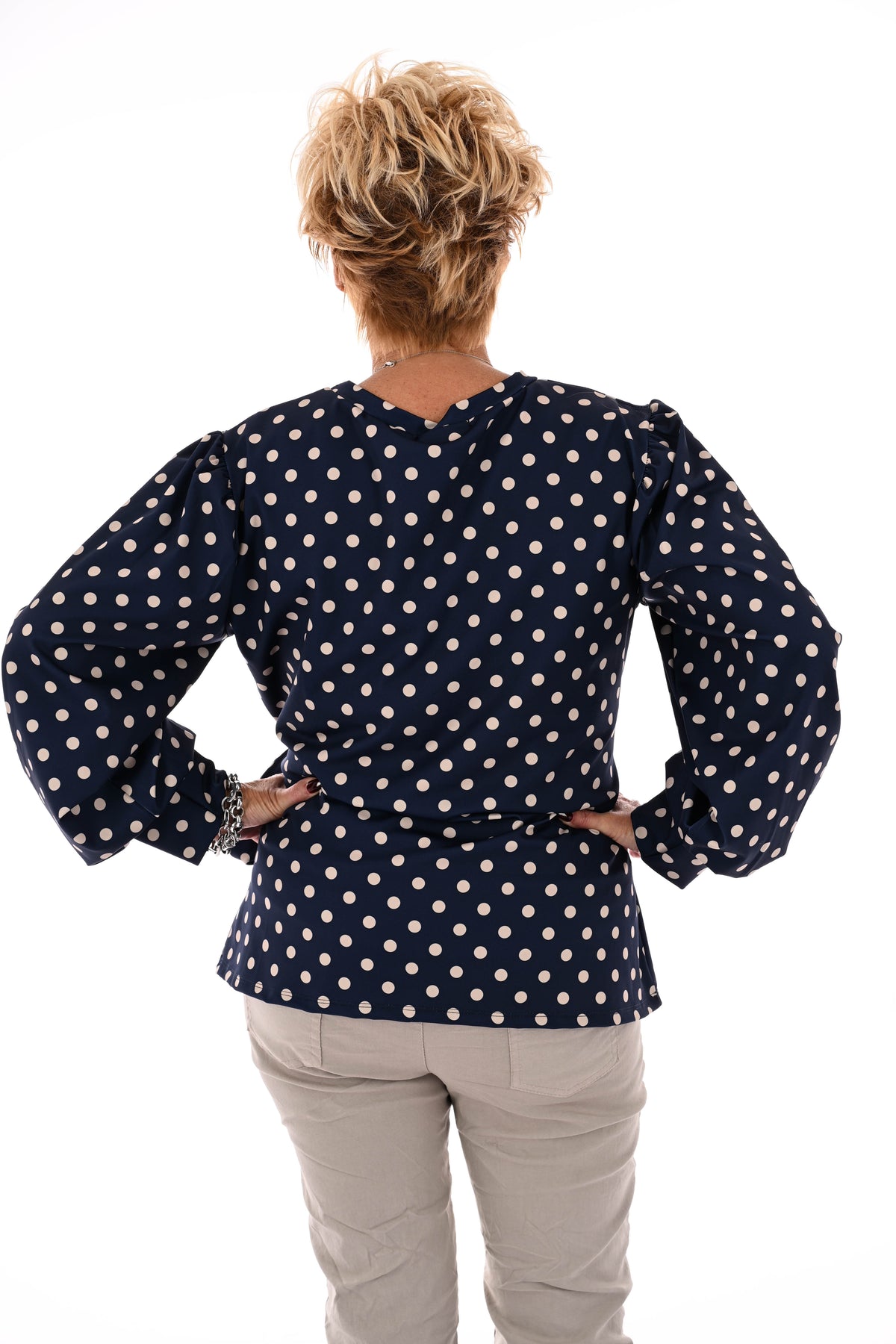 Travel top dots zijstrik marineblauw