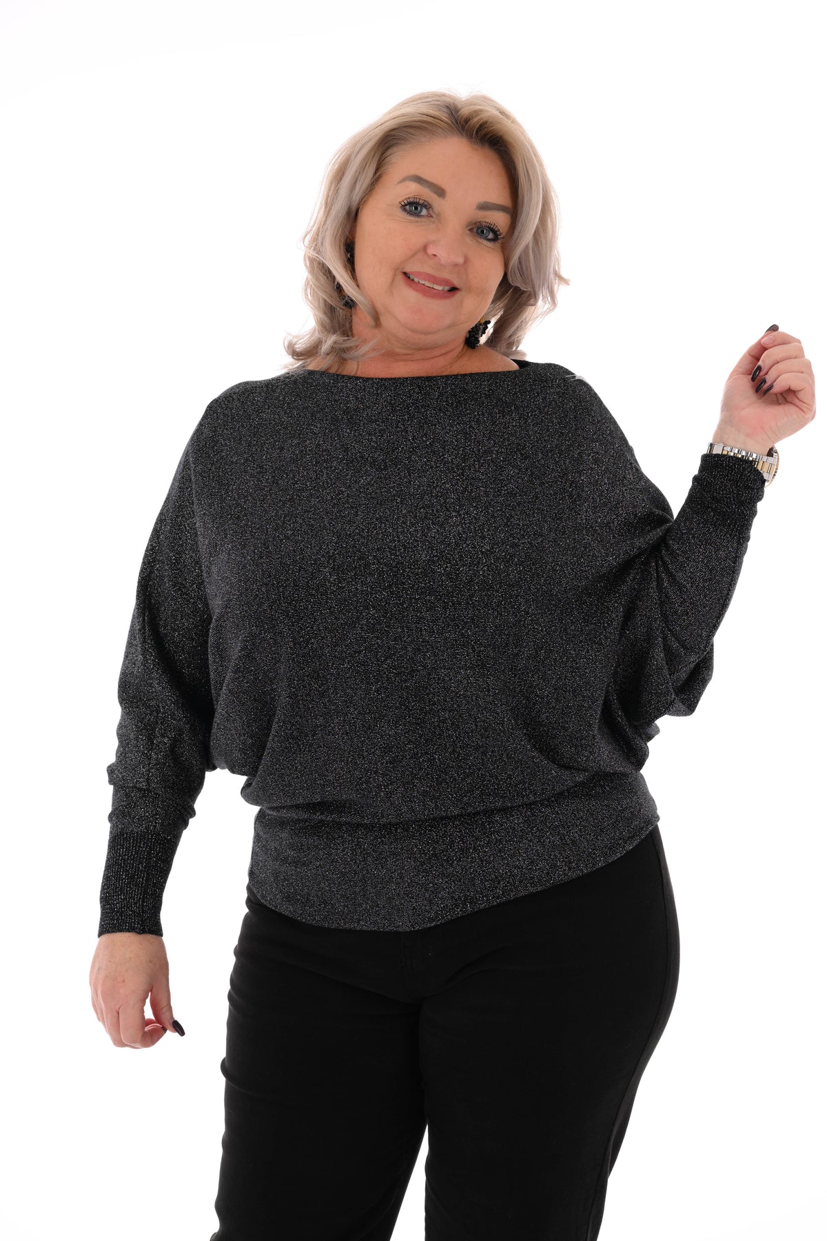 Vleermuis trui glitter zwart