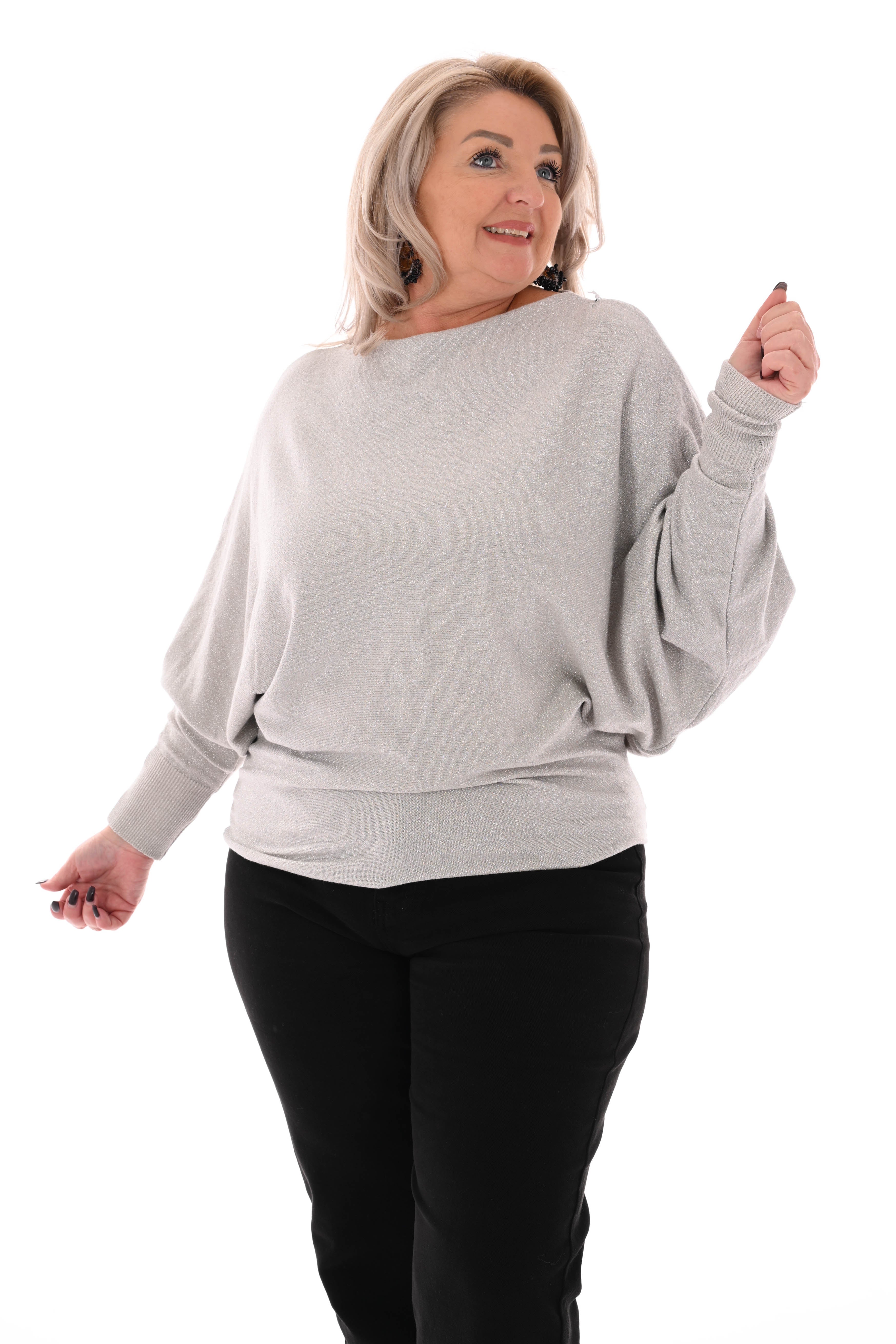 Vleermuis trui glitter beige