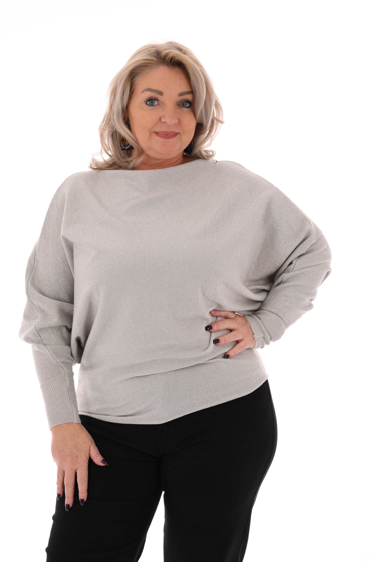 Vleermuis trui glitter beige