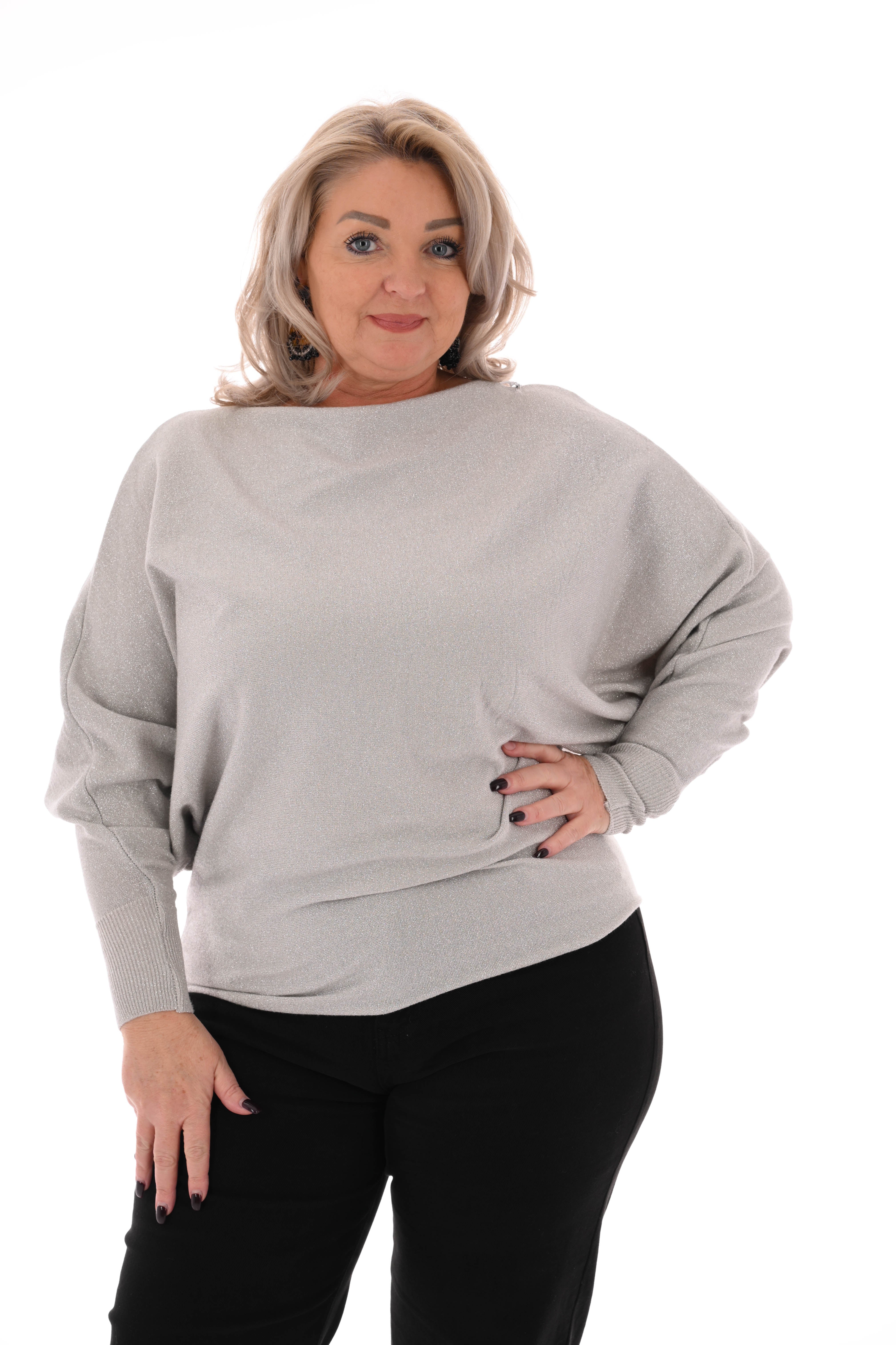 Vleermuis trui glitter beige