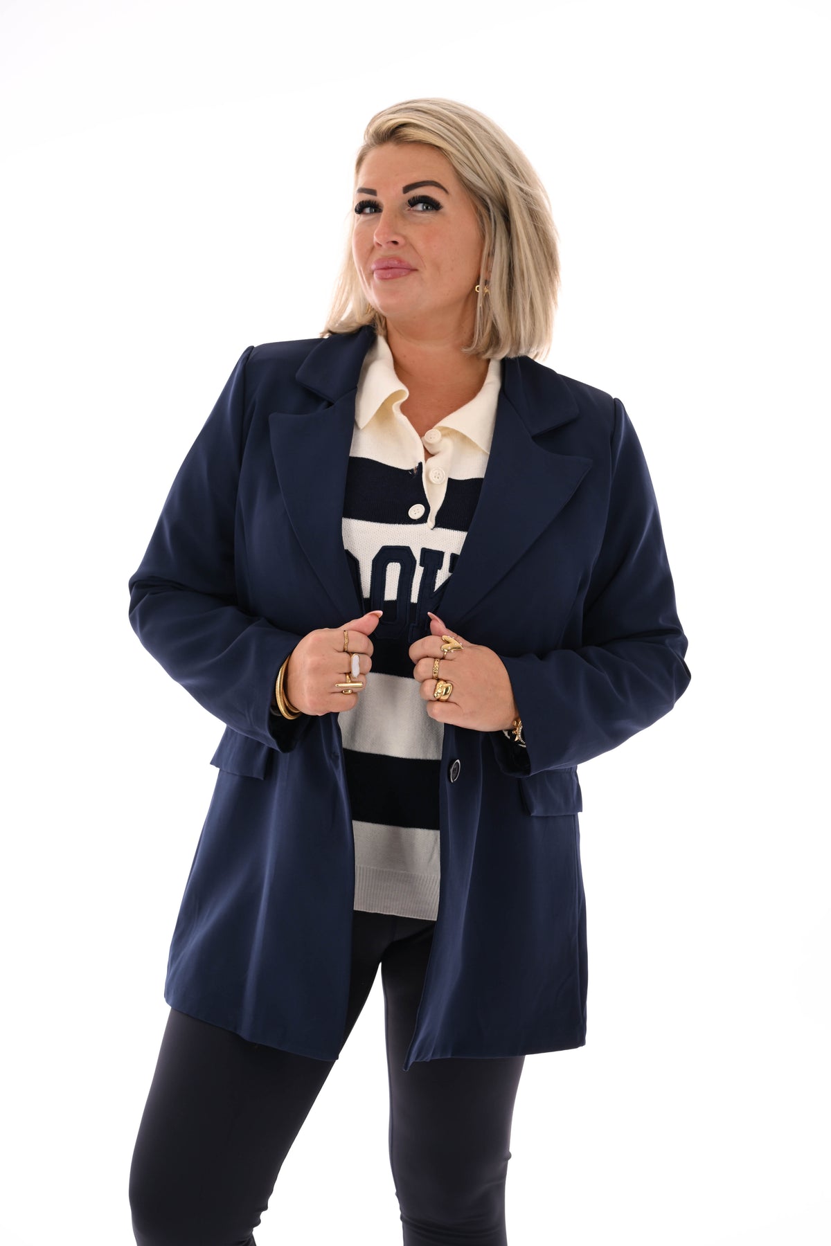 Blazer met knopen marineblauw