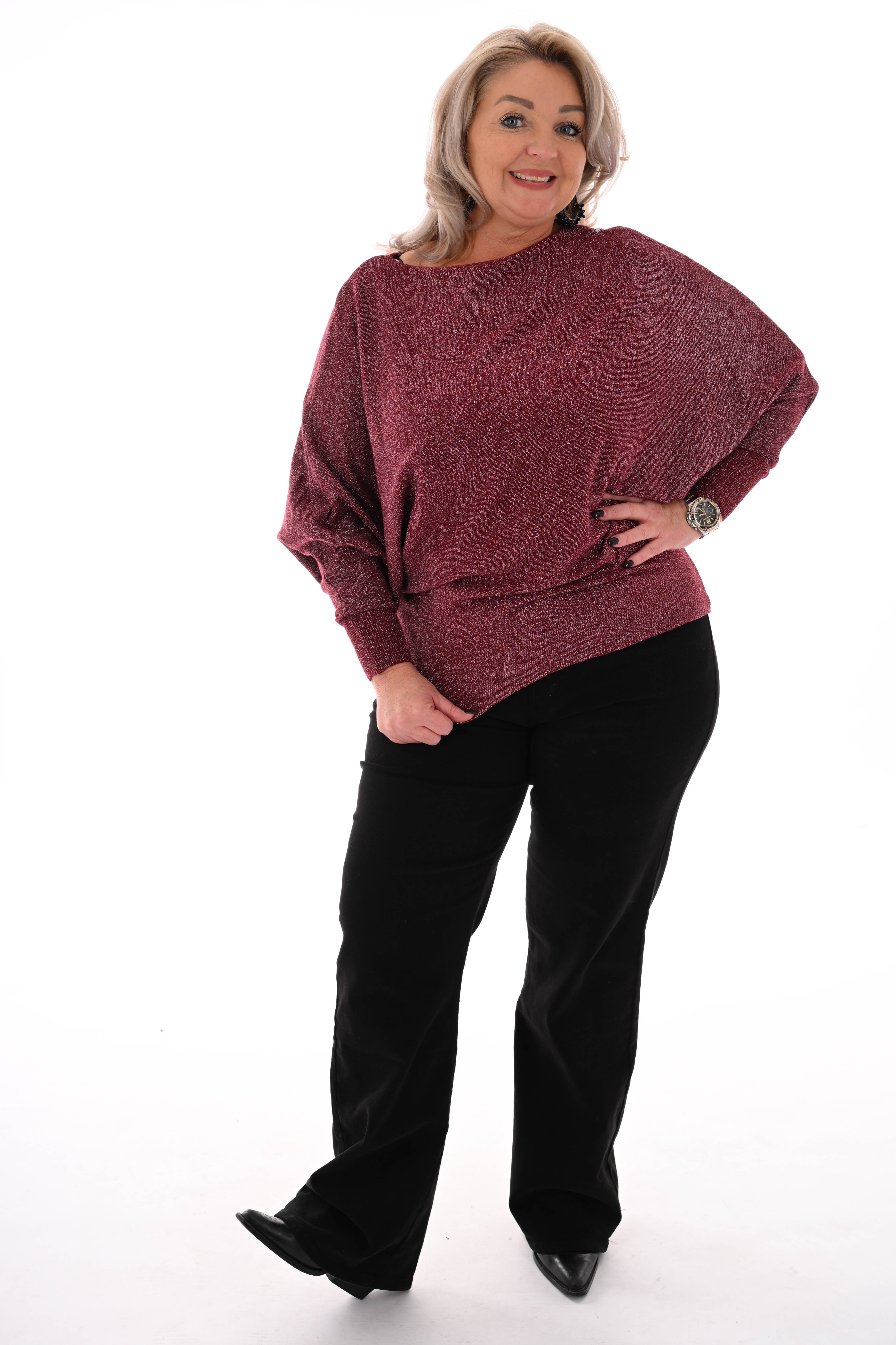 Vleermuis trui glitter bordeaux