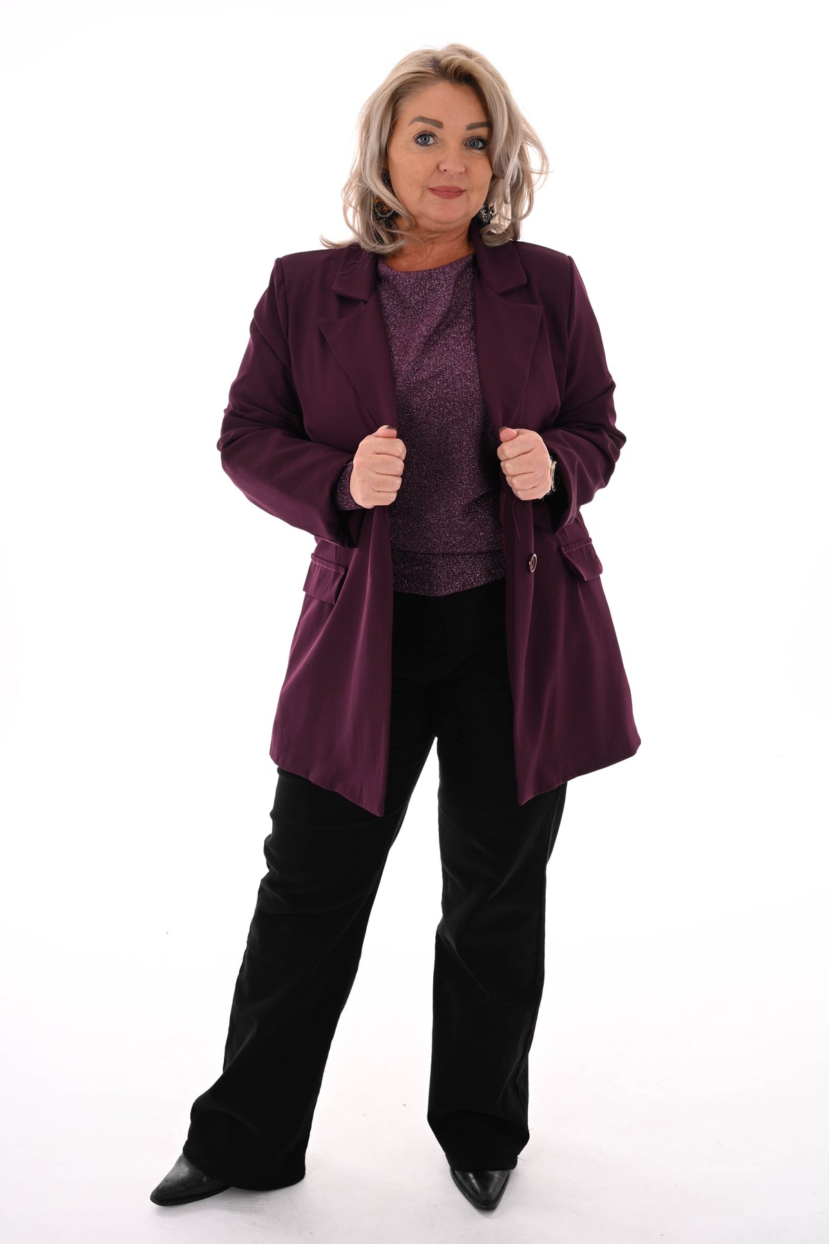 Blazer met knopen aubergine
