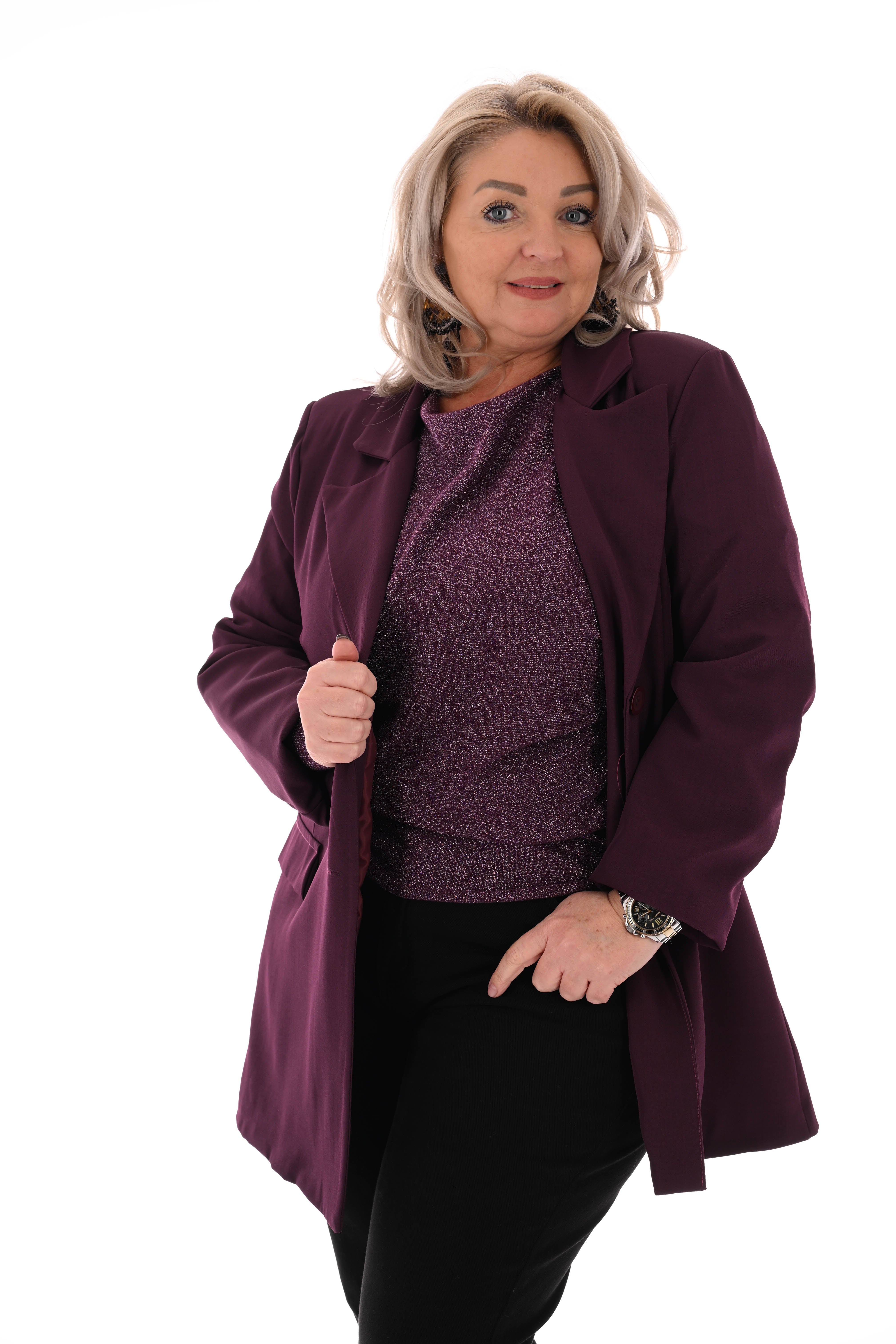 Blazer met knopen aubergine