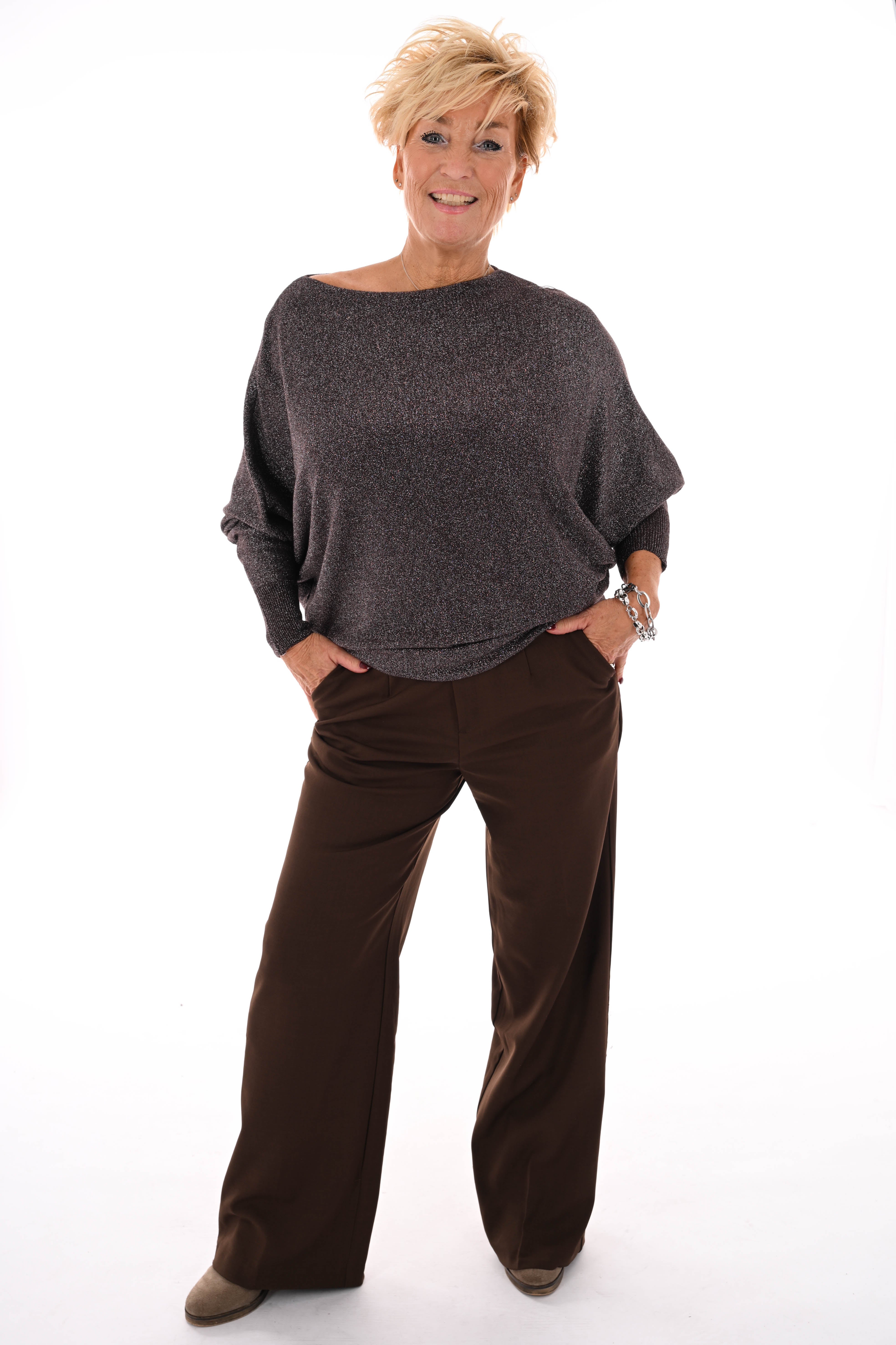 Vleermuis trui glitter donkerbruin