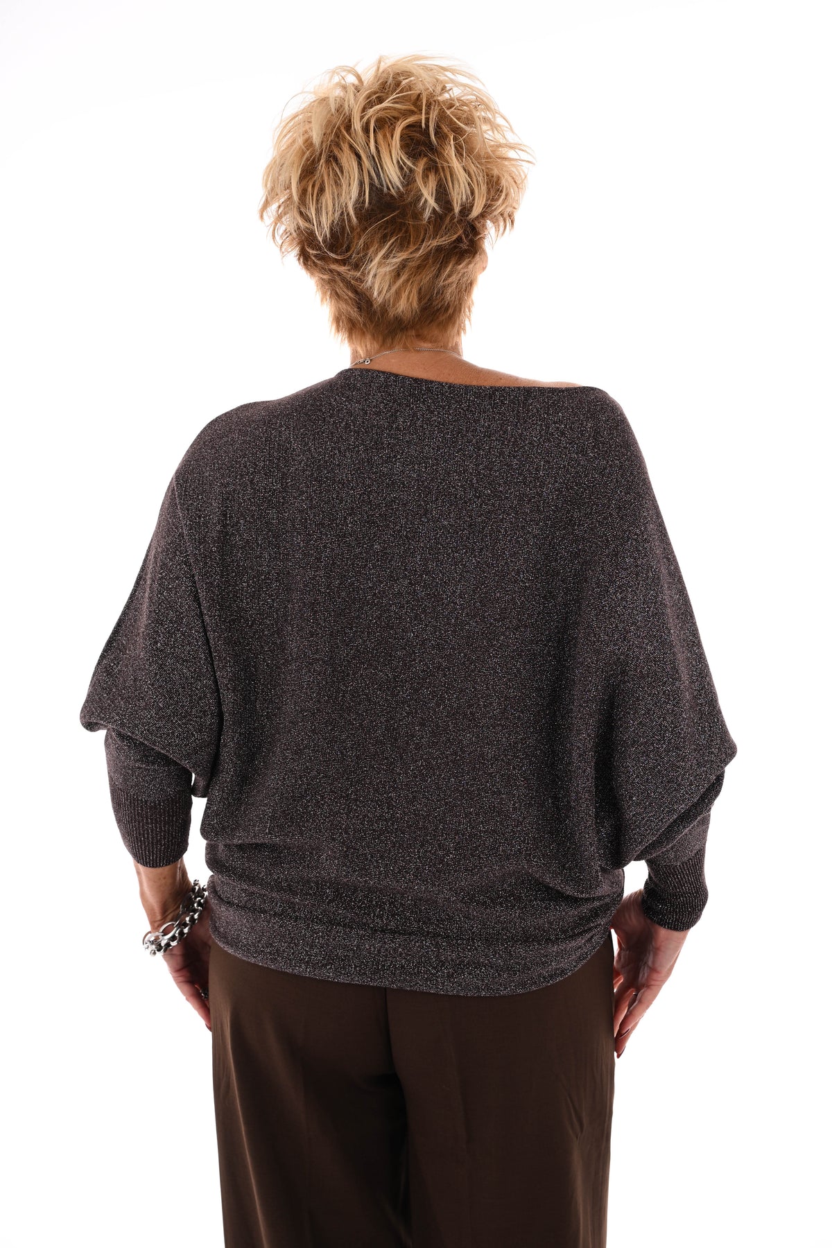 Vleermuis trui glitter donkerbruin