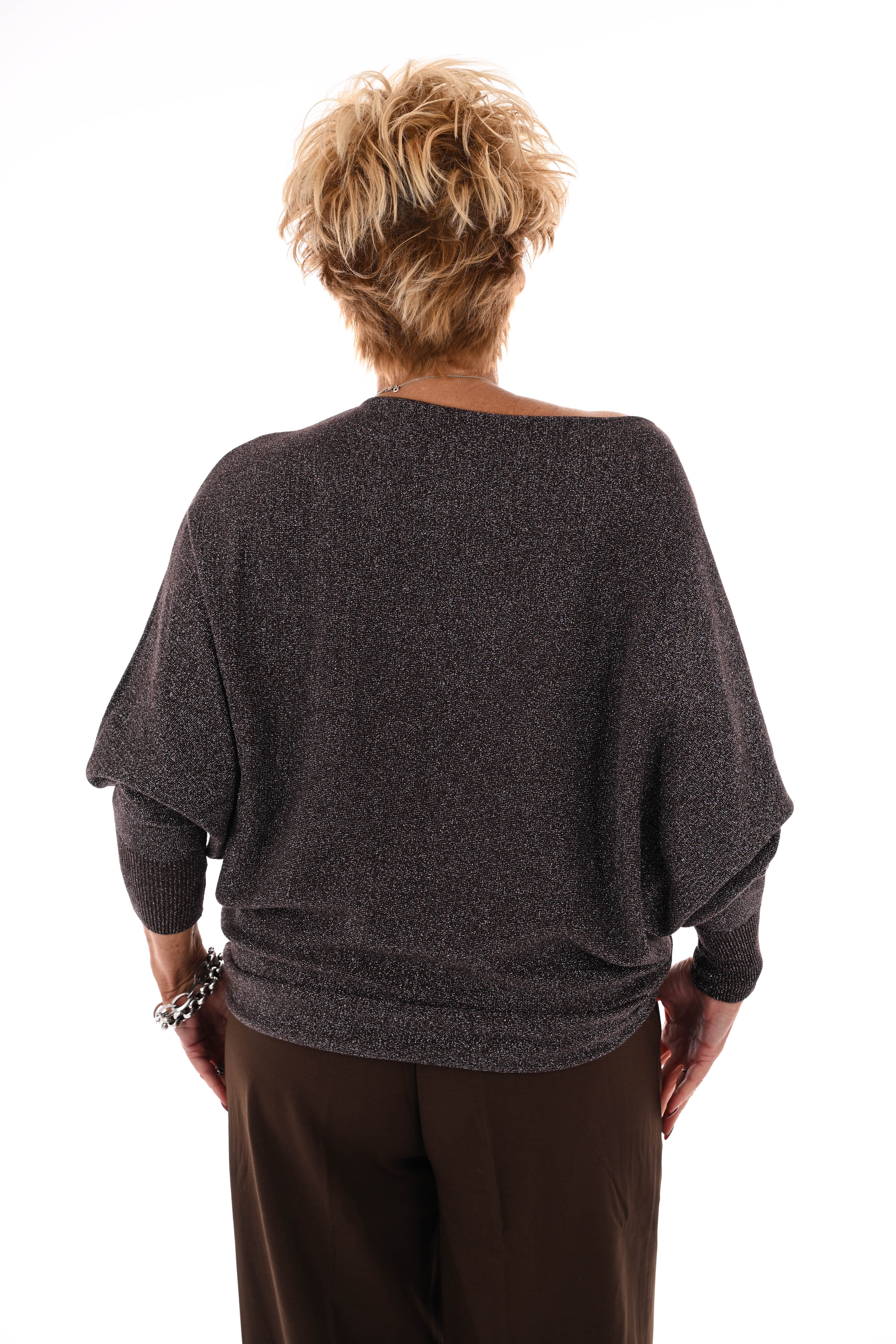 Vleermuis trui glitter donkerbruin