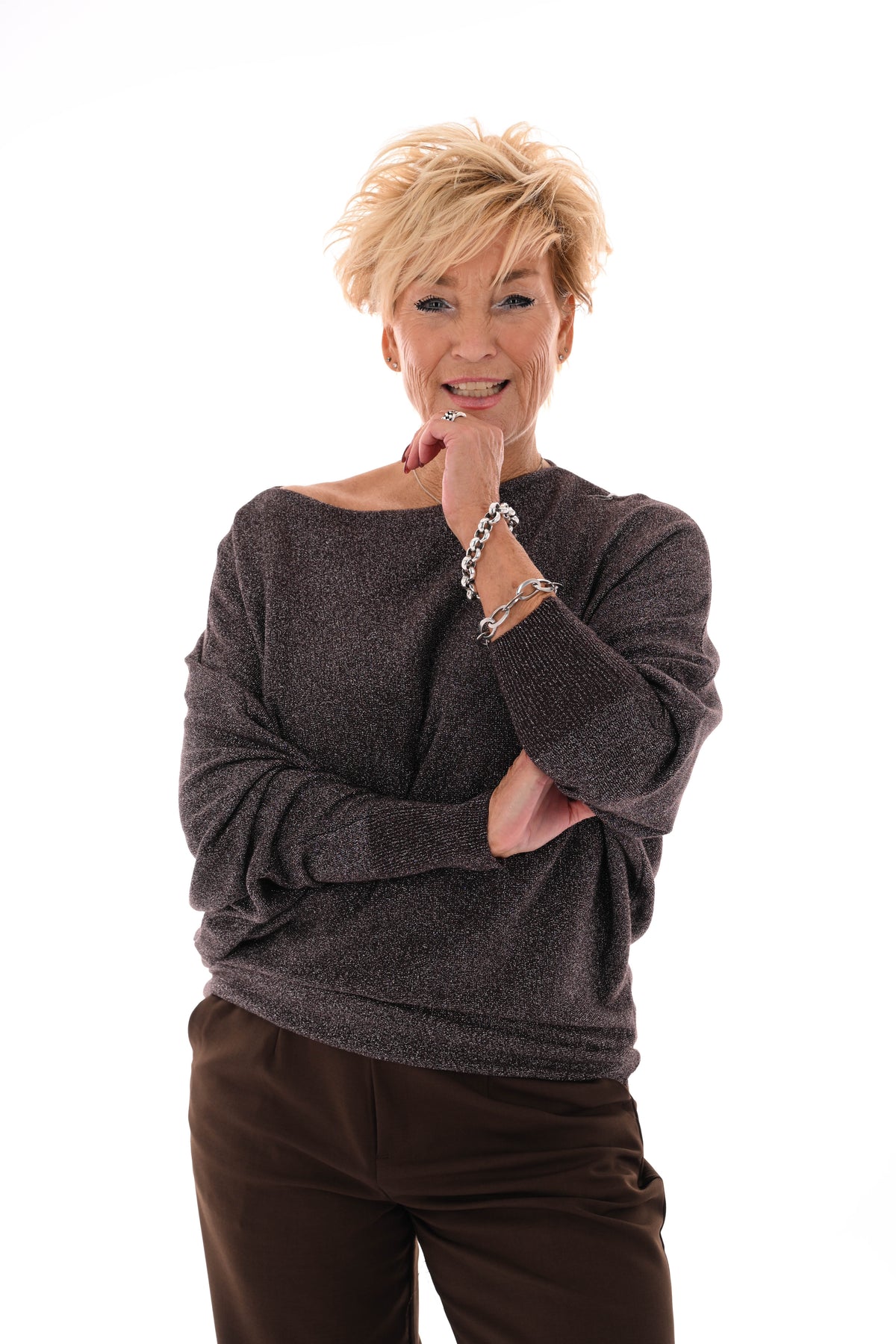 Vleermuis trui glitter donkerbruin